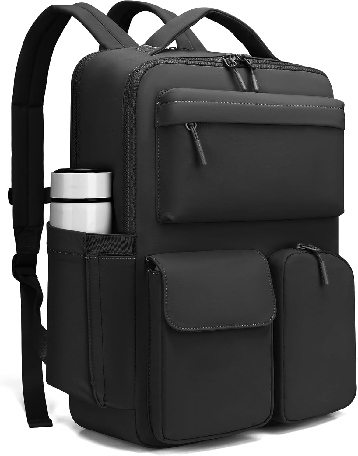 FODOKO Backpack for Work, Casual Backpack for Women Men Daypack Backpack for Travel College Bookbag Separate Compartment for 15.6 Inch Notebook Black
