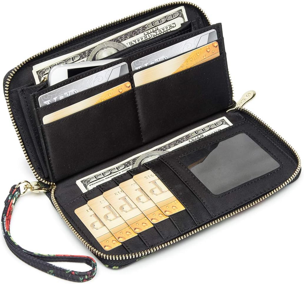 Women Wallet Card RFID For Womens Holder Blocking Credit Small Zipper Purse Pocket Bifold Slim Coin