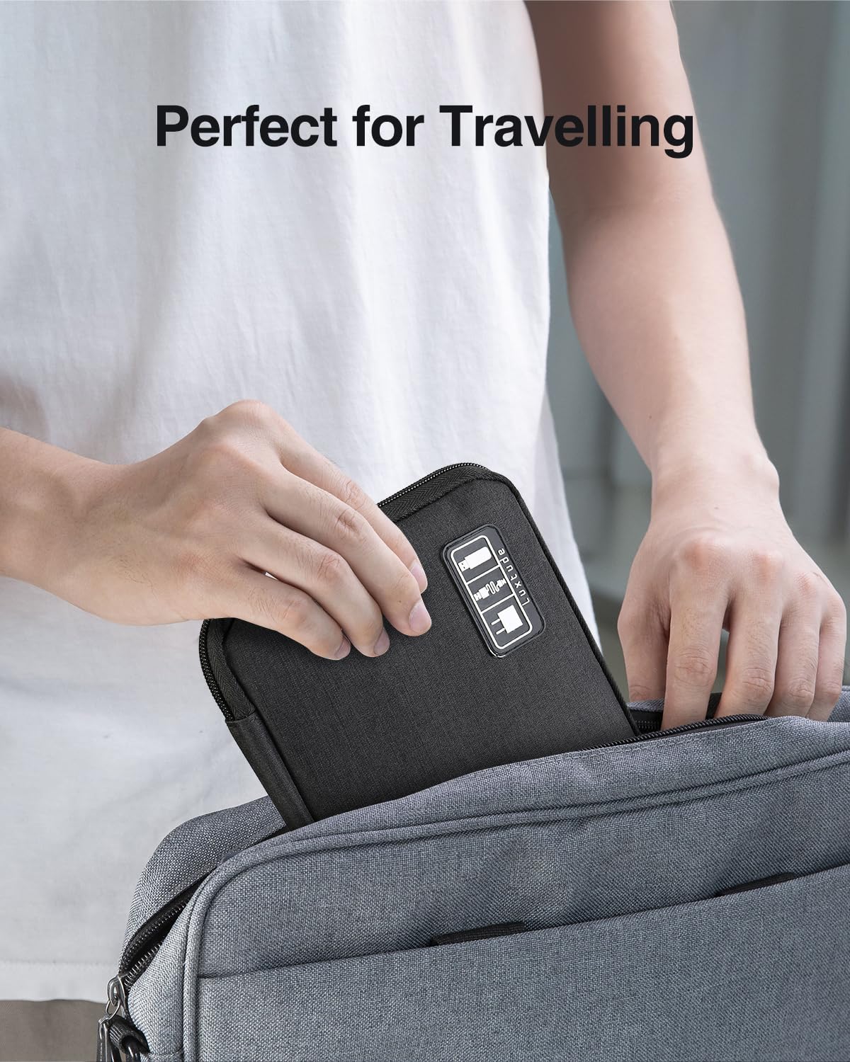 Luxtude Travel Cable Organizer Bag, Flat Cord Organizer Case