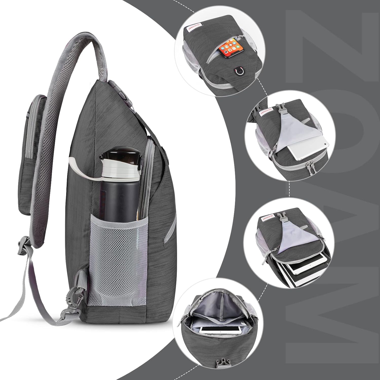 ZOMAKE Sling Bag,Small Crossbody Sling Backpack,Water Resistant Shoulder Daypack for Travel,Anti