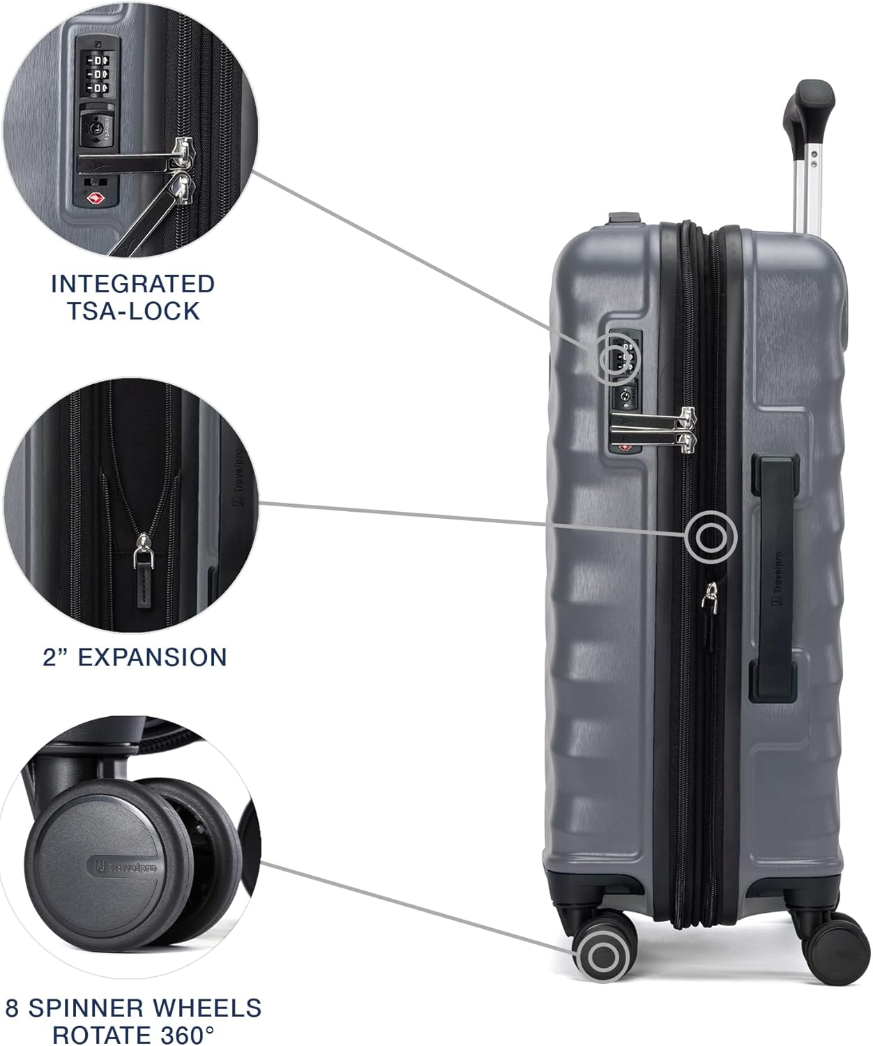 Travelpro Maxlite Air V2 Hardside Expandable Carry on Luggage, 8 Spinner Wheels, Lightweight Hard Shell Suitcase, TSA lock, Shadow Grey, Carry On 21-Inch