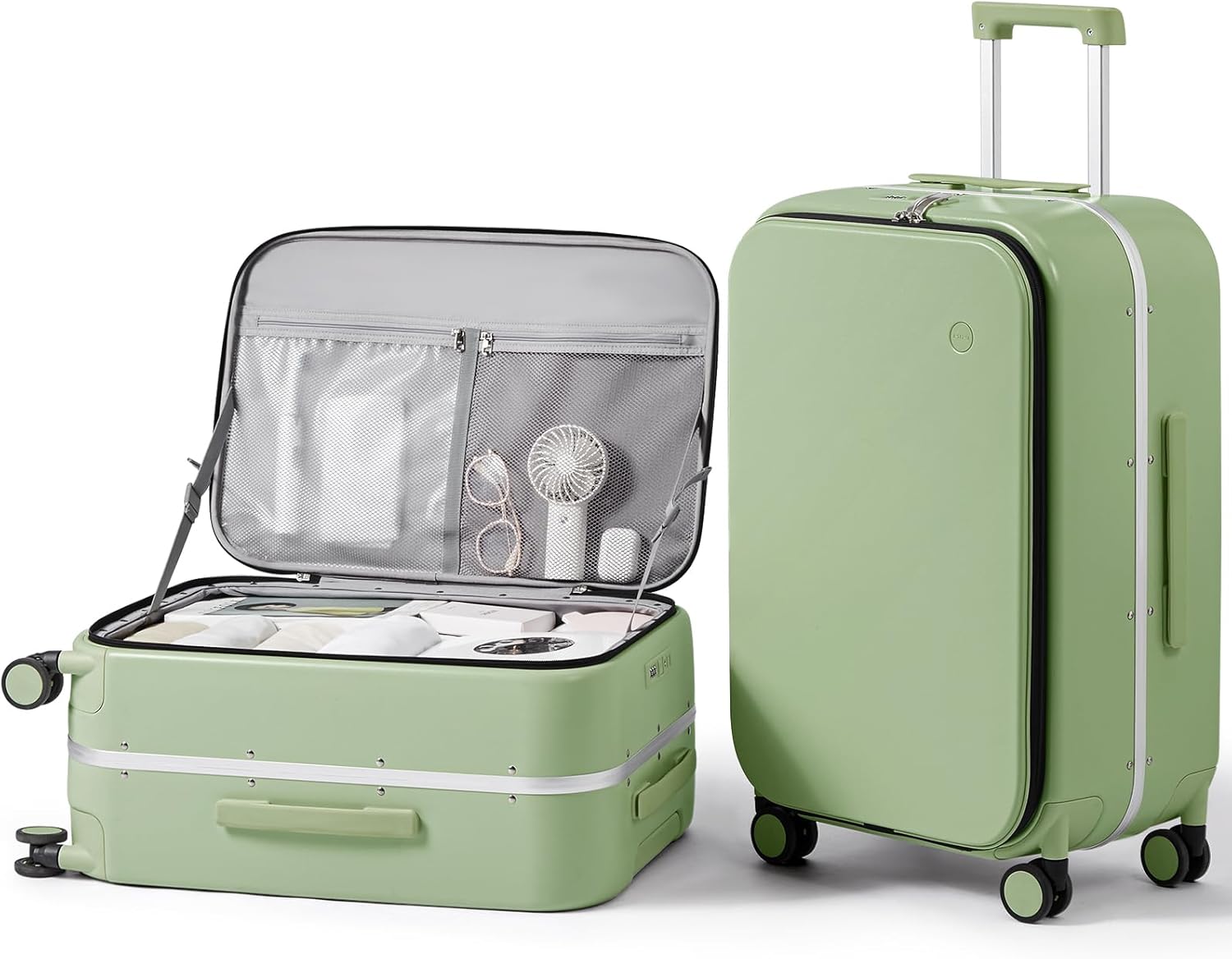 mixi 24 Inch Checked Luggage PC Hard Shell Suitcase Top Opening Aluminum Frame Travel Suitcases