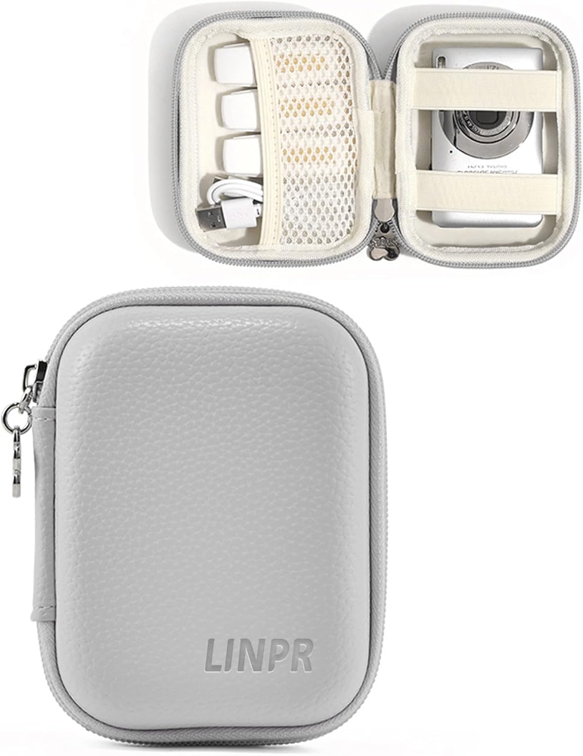 Digital Camera Case for CAMKORY, KODAK PIXPRO FZ45/FZ55, Canon IXUS 285 HS, Lecran, Small Travel Compact Camera Holder with Mesh Pocket for Accessories SD Card (Grey)