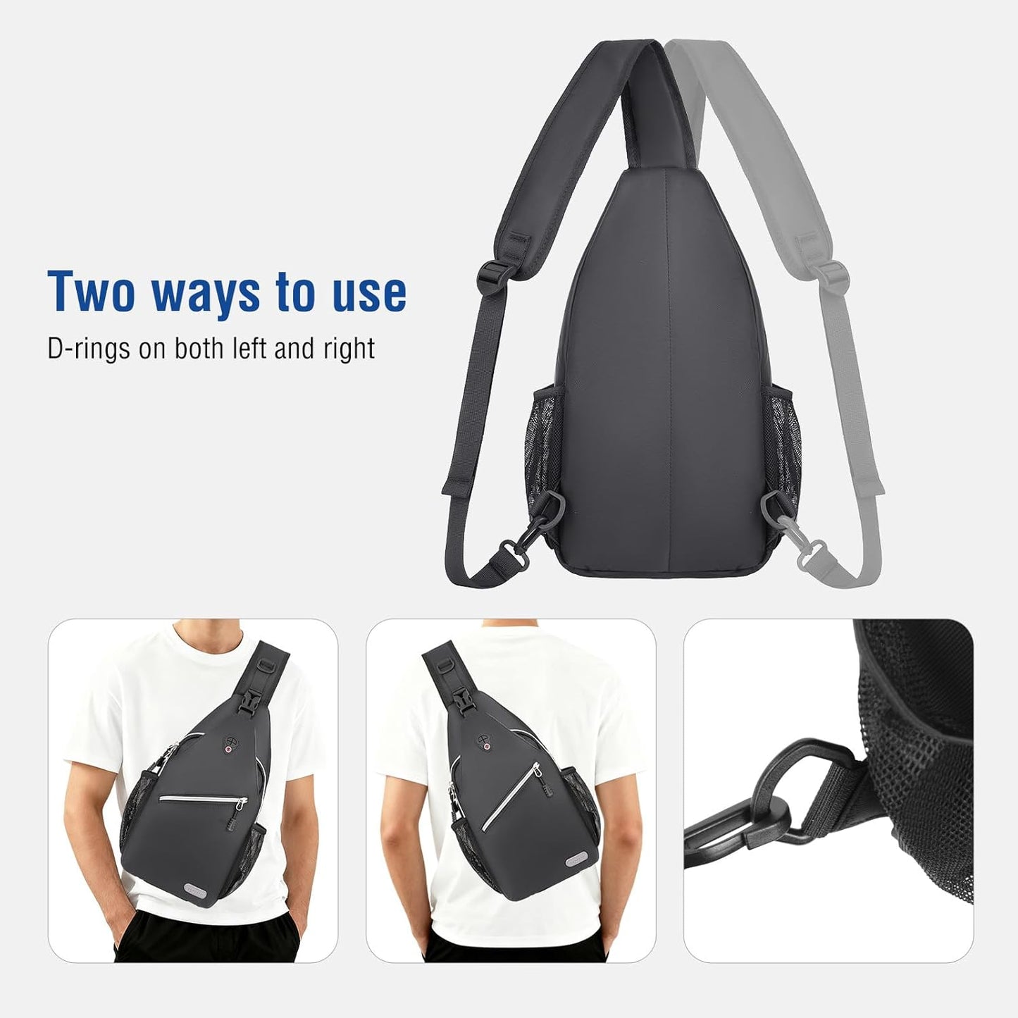 MOSISO Sling Backpack, Multipurpose Crossbody Shoulder Bag Travel Hiking Daypack