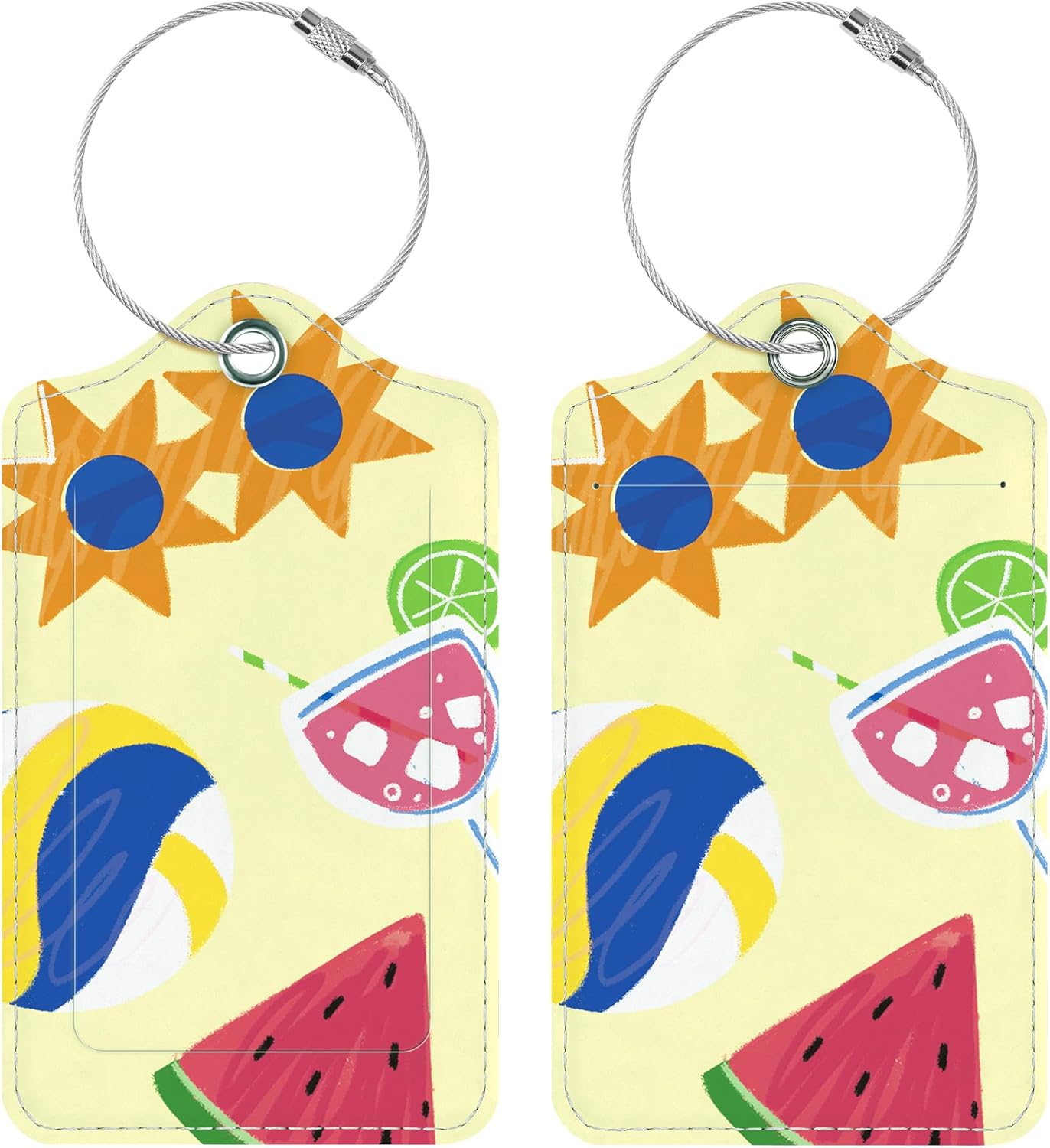 Luggage Tags for Suitcases, 2 Pack Cute PU Leather Luggage Tag TSA Approved with Stainless Steel Loop and Address Card Baggage Tag for Travel&Hotel Stays&Cruise Ships&Shipping and Mailing