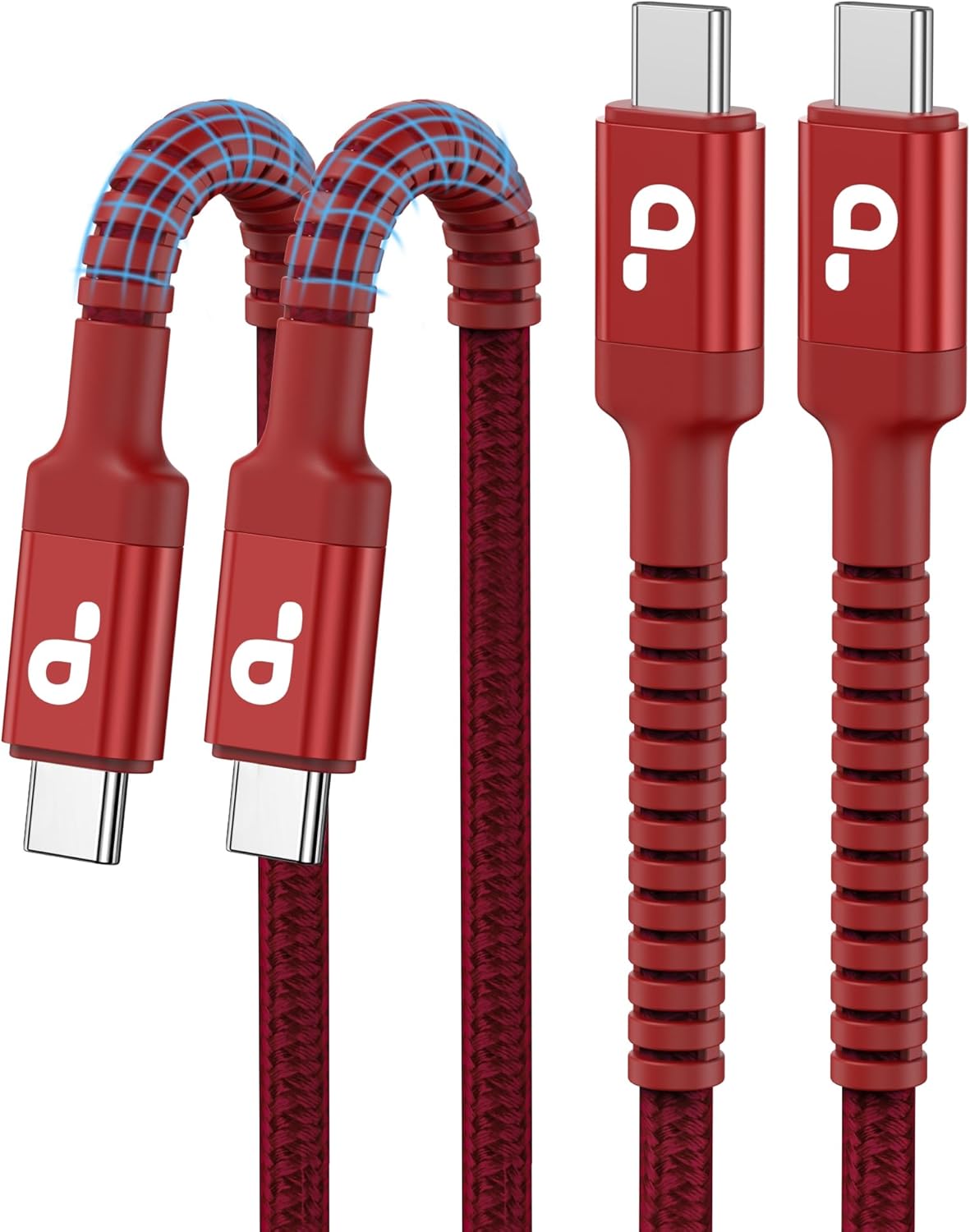 USB C to C Cable 10FT, 2Pack USB C Charger Cable, Long Type C Fast Charging Cable Nylon Braided USBC Charger Cord Compatible with iPhone 17/16/15/Pro/Plus/Pro Max/Samsung Galaxy S23/LG/Switch-Red