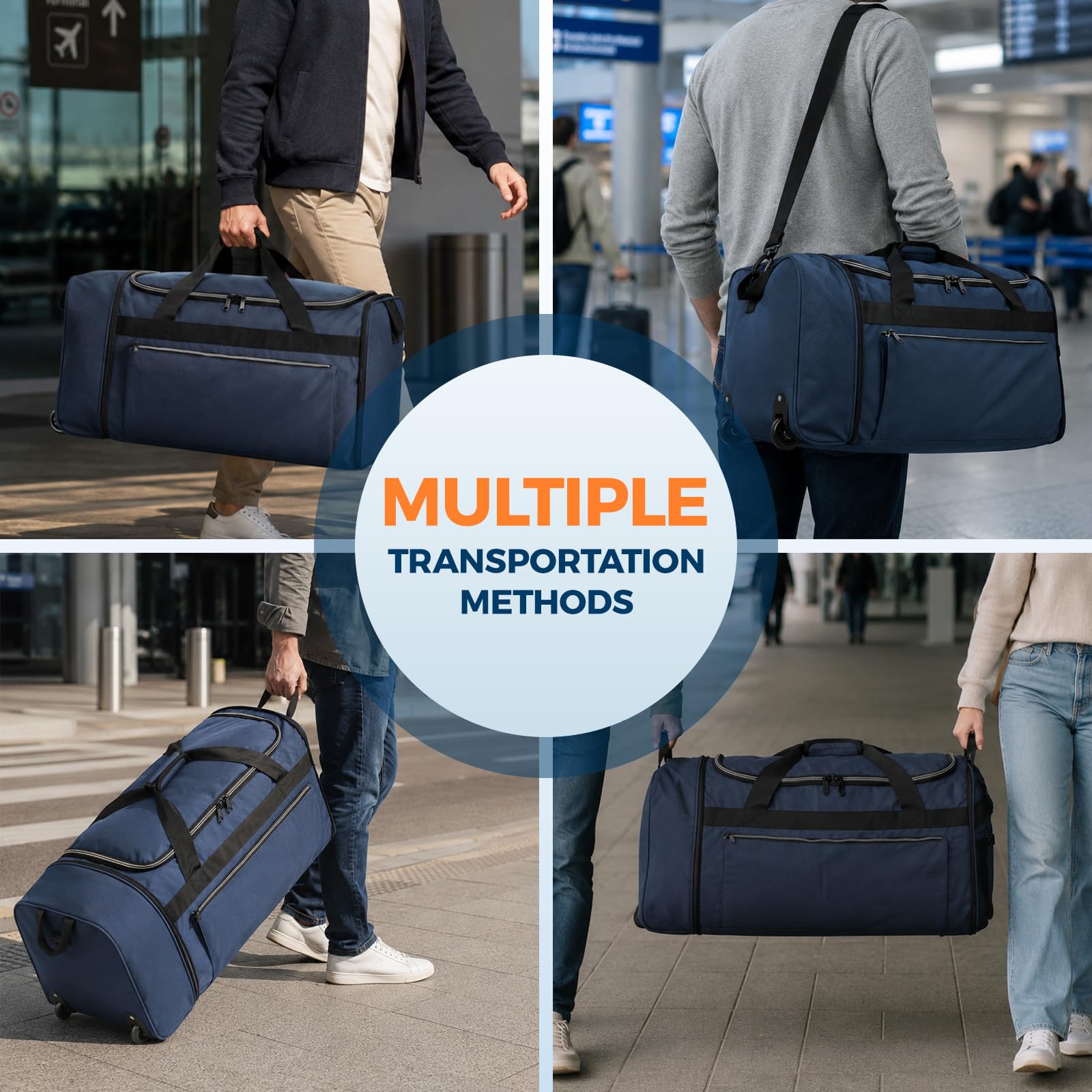 uarition 70L Foldable Rolling Duffle Bag with Wheels