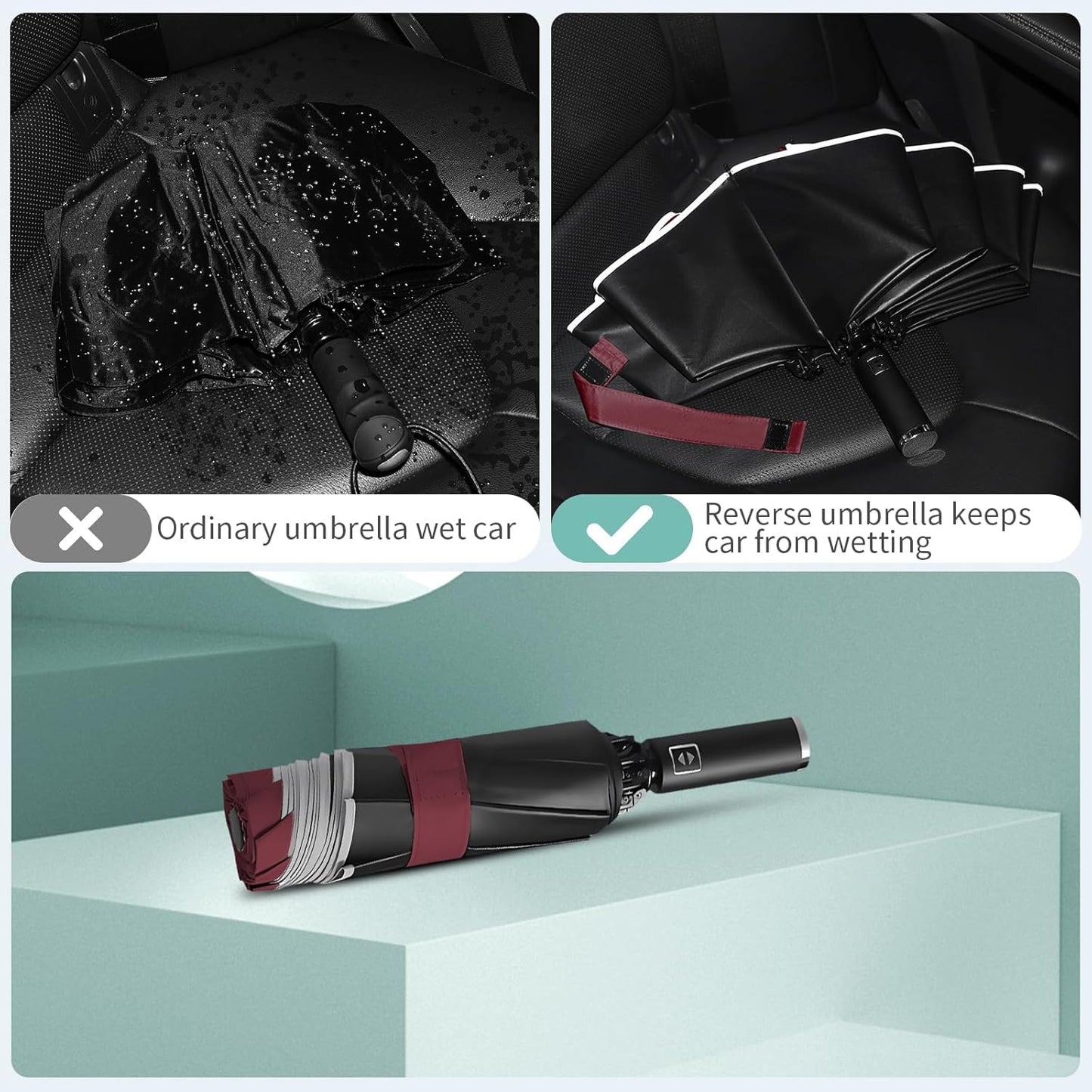 Yoobure Windproof Travel Umbrella - Automatic Umbrellas for Rain, Compact Folding Umbrella with UV Protection, Lightweight Portable Design for Backpack/Walking/Car, Sun & Storm Ready