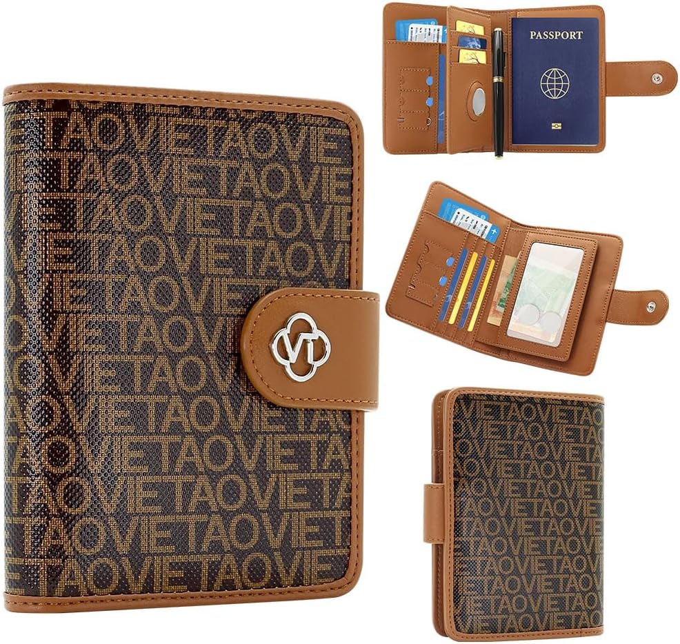 Passport Holder Wallet Bag with AirTag Holder, Card Slots and Passport Solt Ticket Cash Solt, Photo