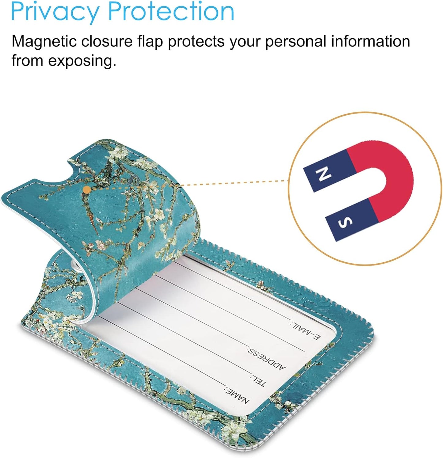 Fintie Luggage Tags, Privacy Cover ID Label with Stainless Steel Loop and Address Card for Travel