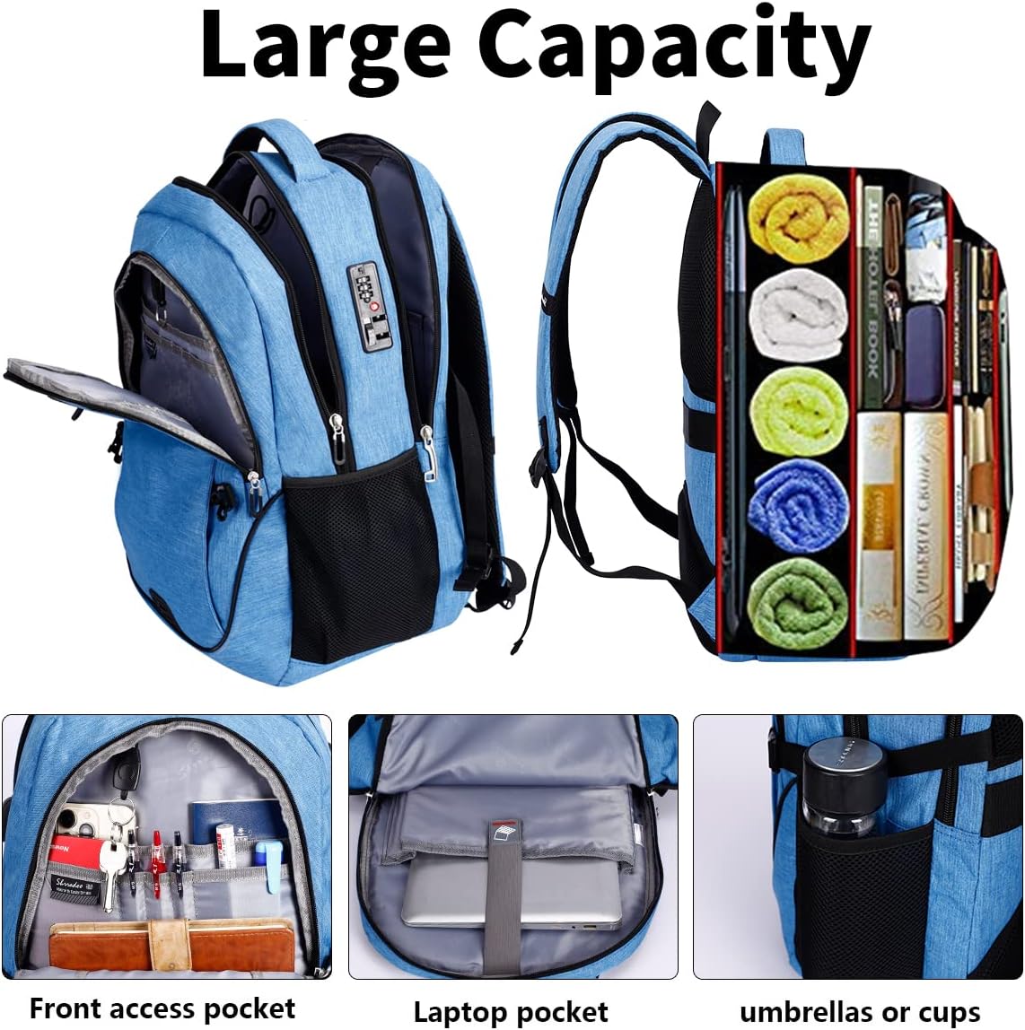 SHRRADOO Anti Theft Laptop Backpack Travel Backpacks with usb Charging Port for Women Men High