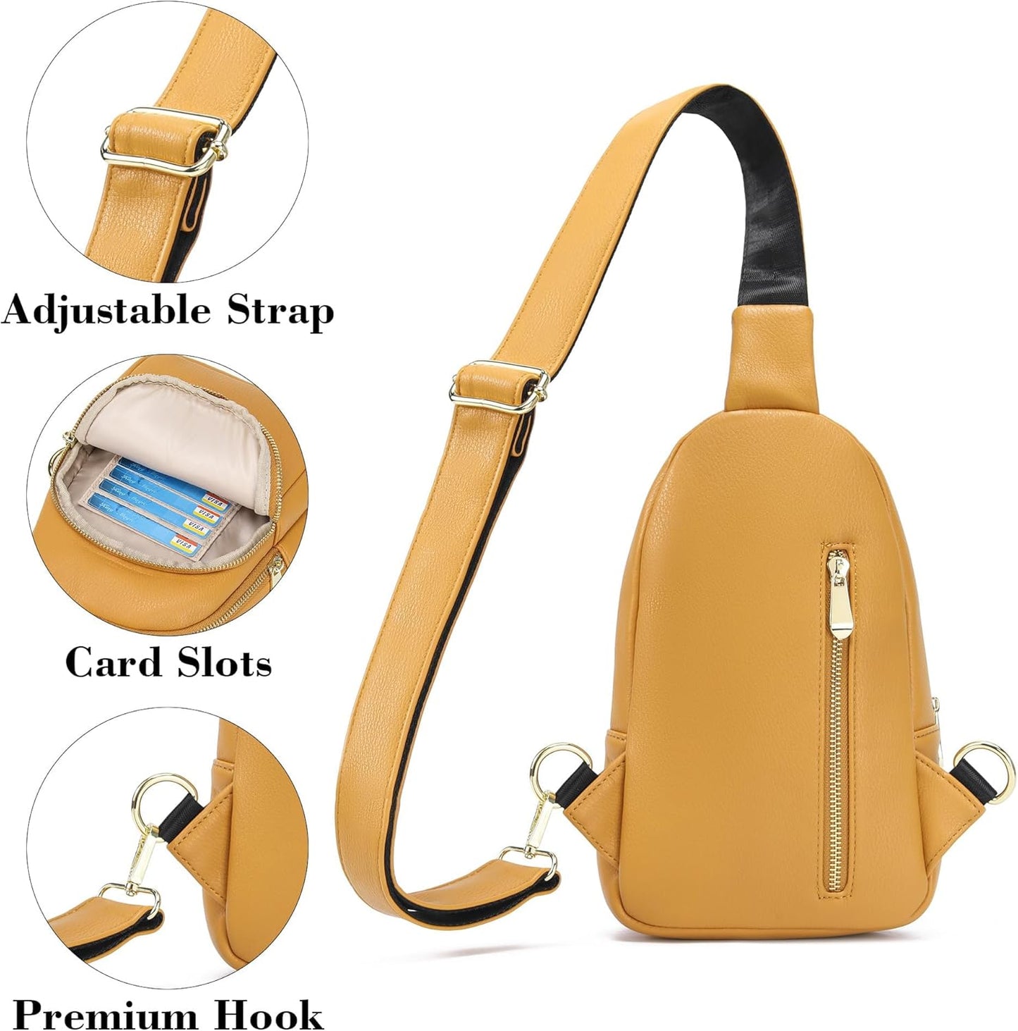INICAT Crossbody Sling Bags Travel Cross Body Purses Faux Leather Fanny Packs Chest Bag for Women