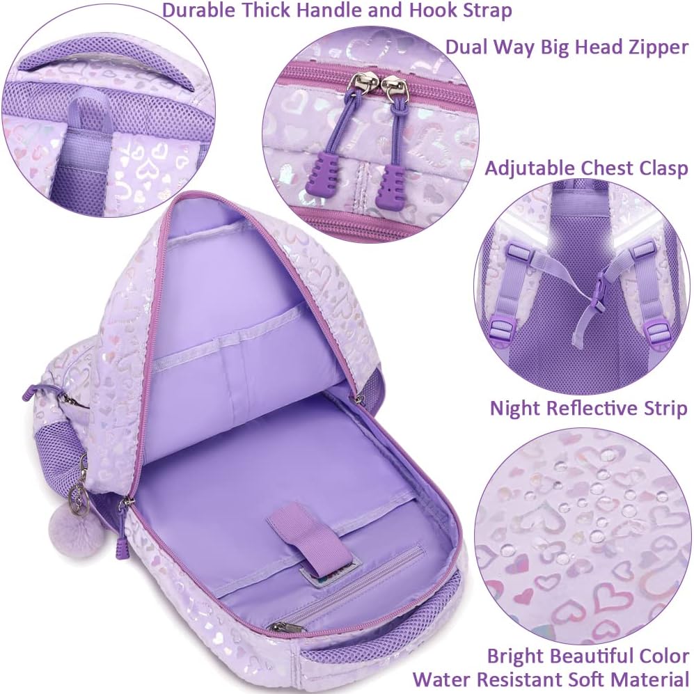 School Backpack for Girls Large Fluffy Bookbag for Kids Teens School Bags for Girl Primary Middle School Casual Daypack
