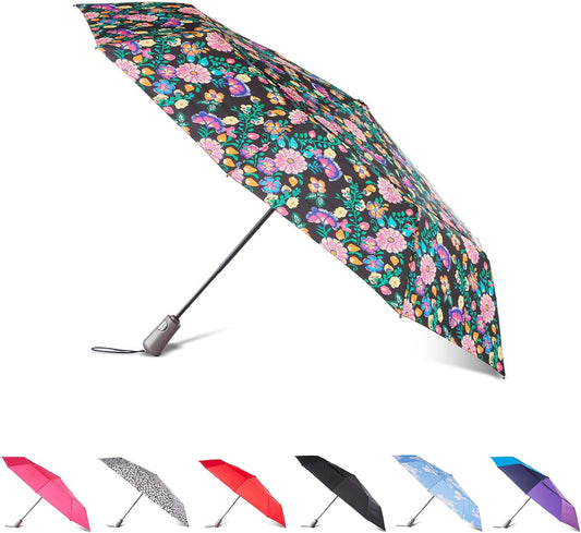 totes Auto Open/Close Windproof Ultimate Compact Umbrella with UV and Water Repellent Protection