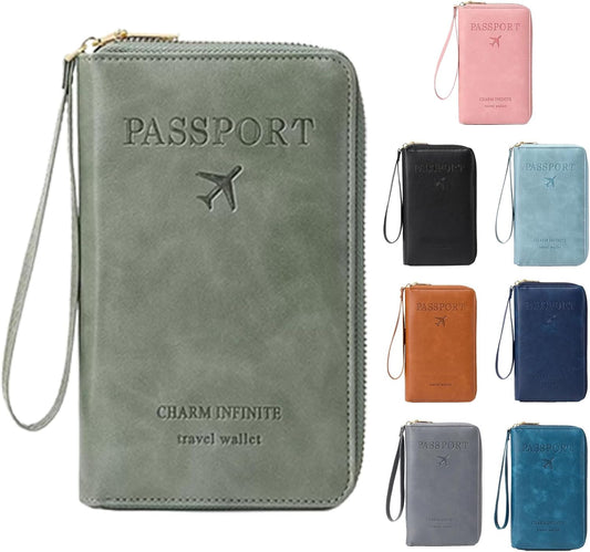 Similarbe Multifunctional RFID Passport Wallet, RFID Blocking Travel Document Organizer Clutch Bag, Anti-theft Wallet (Green)