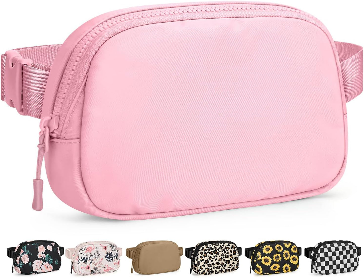 Fanny Packs for Women Cross Body Bag Waterproof Belt Bag with Adjustable Strap and Zipper Back Pocket Small Crossbody Bags Fashion Waist Packs for Workout Travelling(Light Pink)