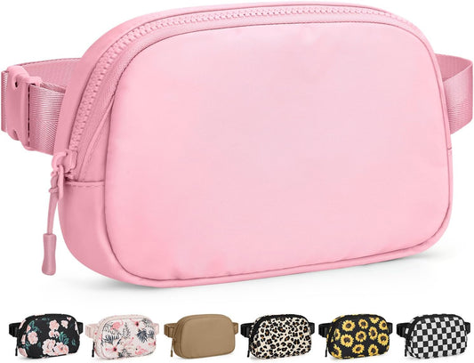 Fanny Packs for Women Cross Body Bag Waterproof Belt Bag with Adjustable Strap and Zipper Back Pocket Small Crossbody Bags Fashion Waist Packs for Workout Travelling(Light Pink)