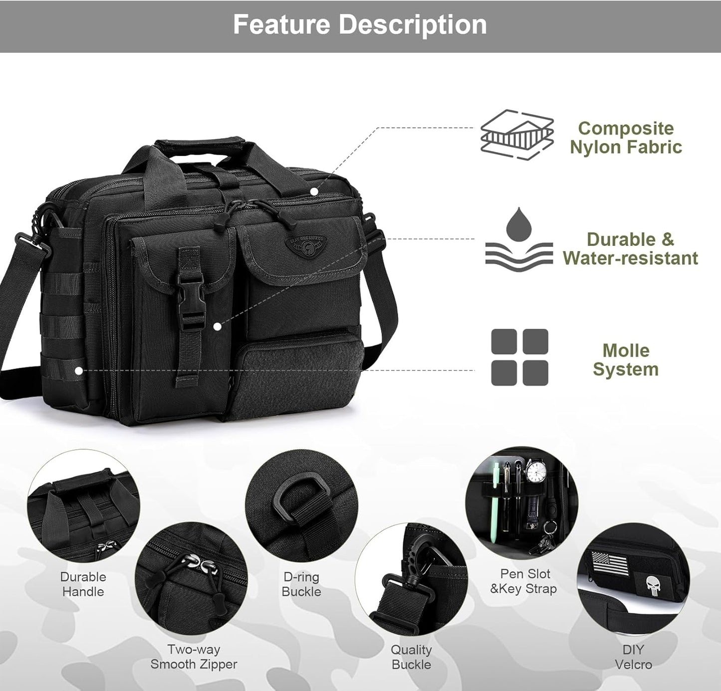 Stypos Tactical Laptop Bag for Men,14inch/15.6inch/17.3inch Messenger Bag Military Shoulder