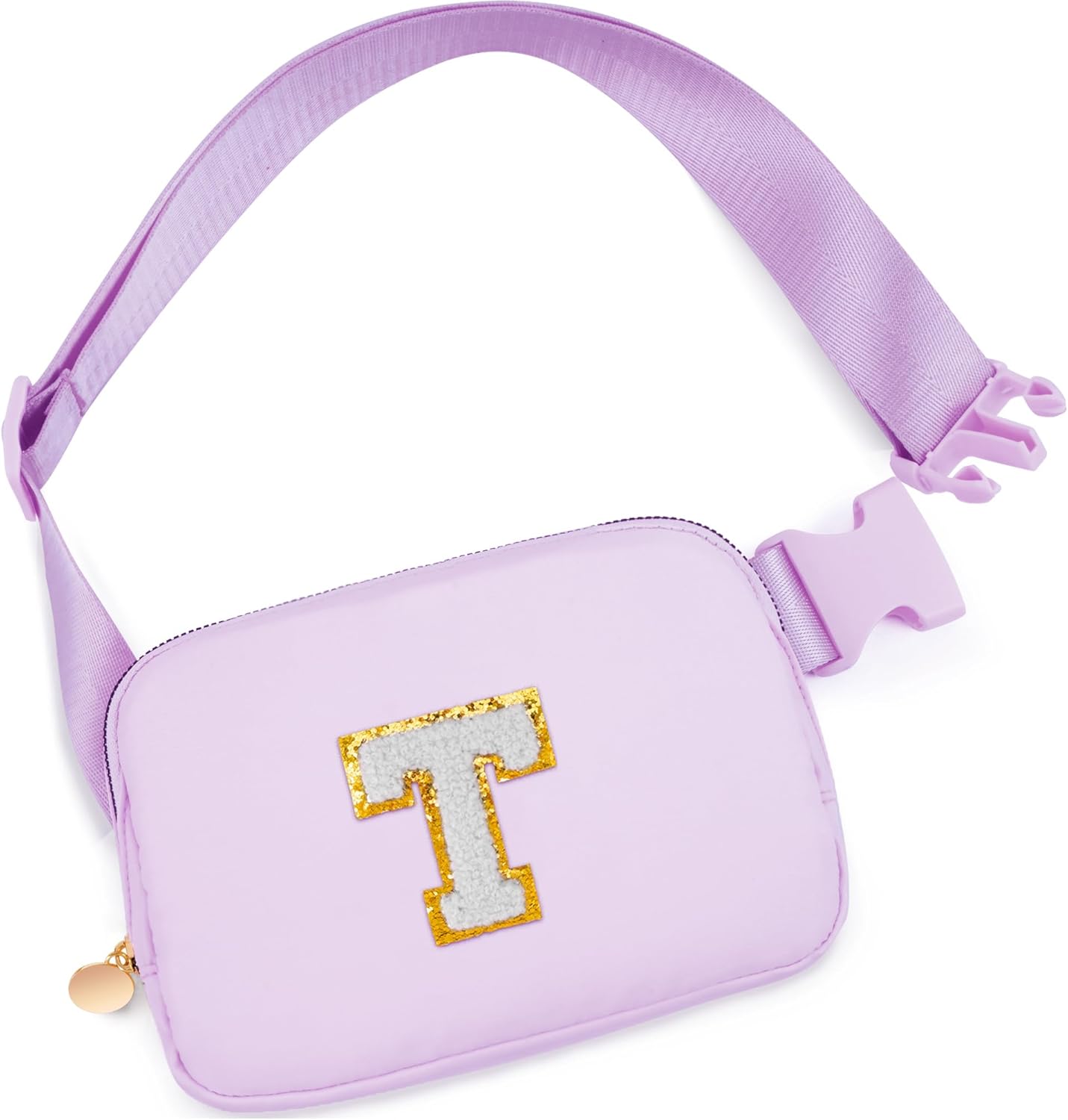 Belt Bag Fanny Pack Crossbody Bags with Initials Cute Stuff Birthday Gifts for Teenager Girls Trendy Stuff - White T,Lavender Bag