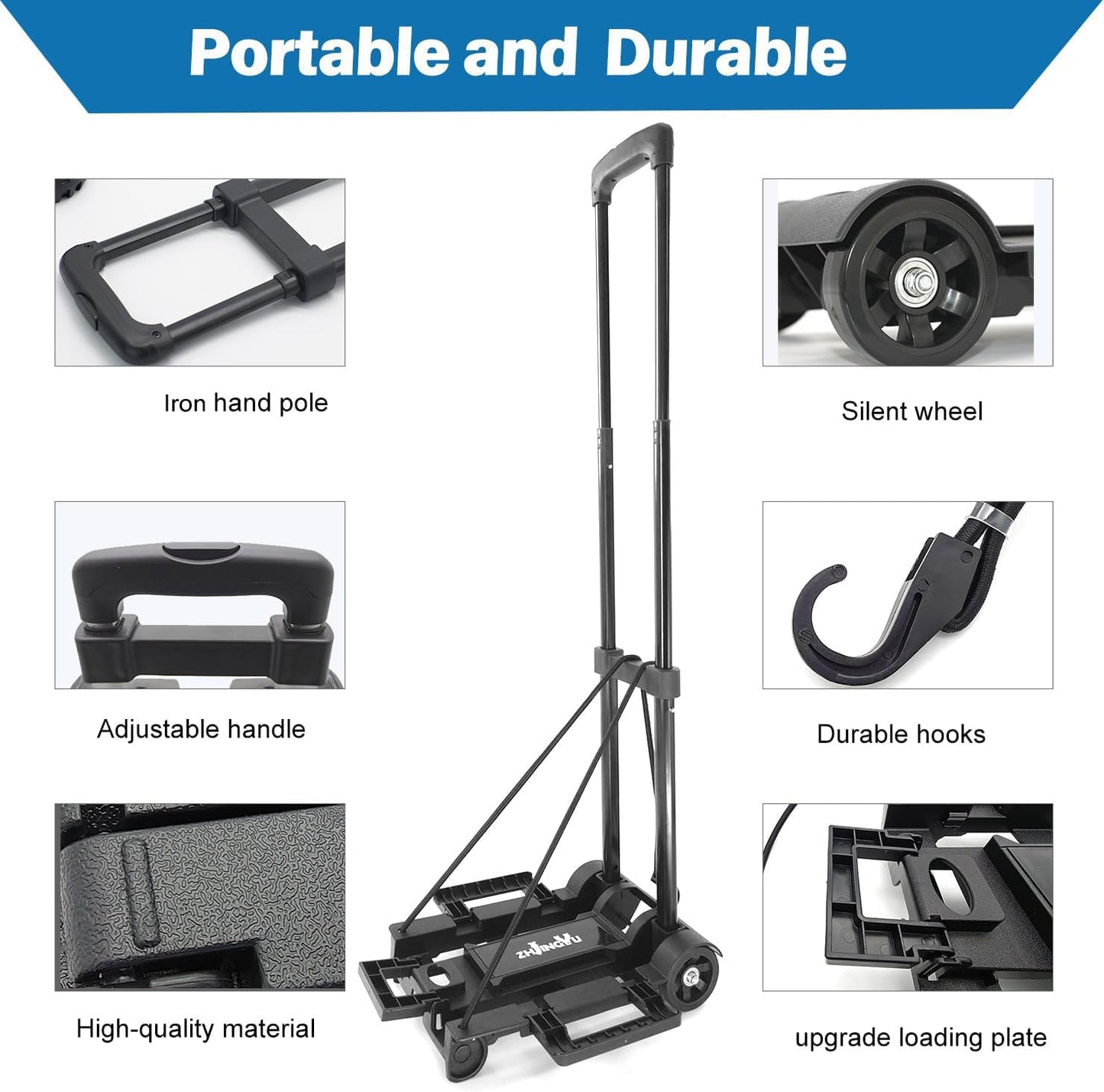 Folding Hand Truck Dolly Cart, Folding Cart Small Dolly with Wheels,