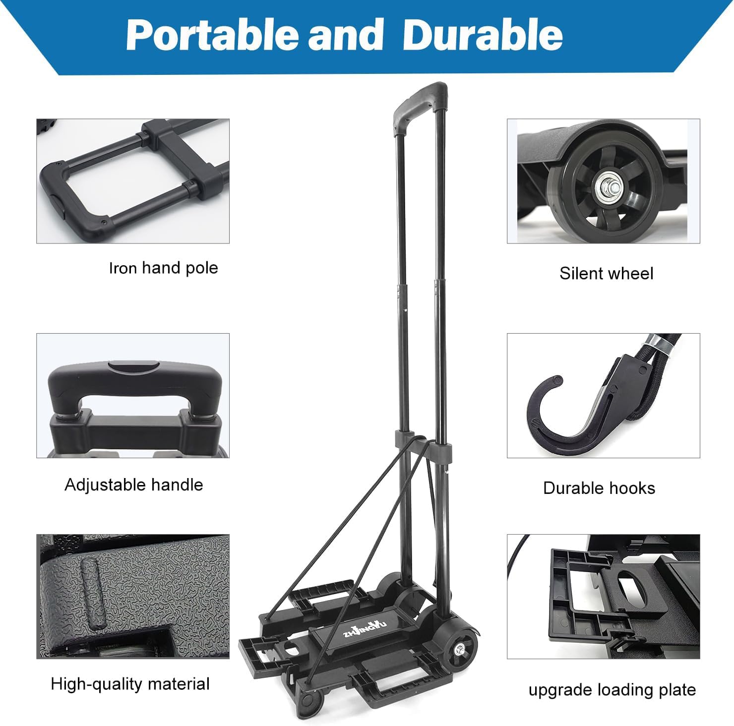 Folding Hand Truck Dolly Cart, Folding Cart Small Dolly with Wheels,