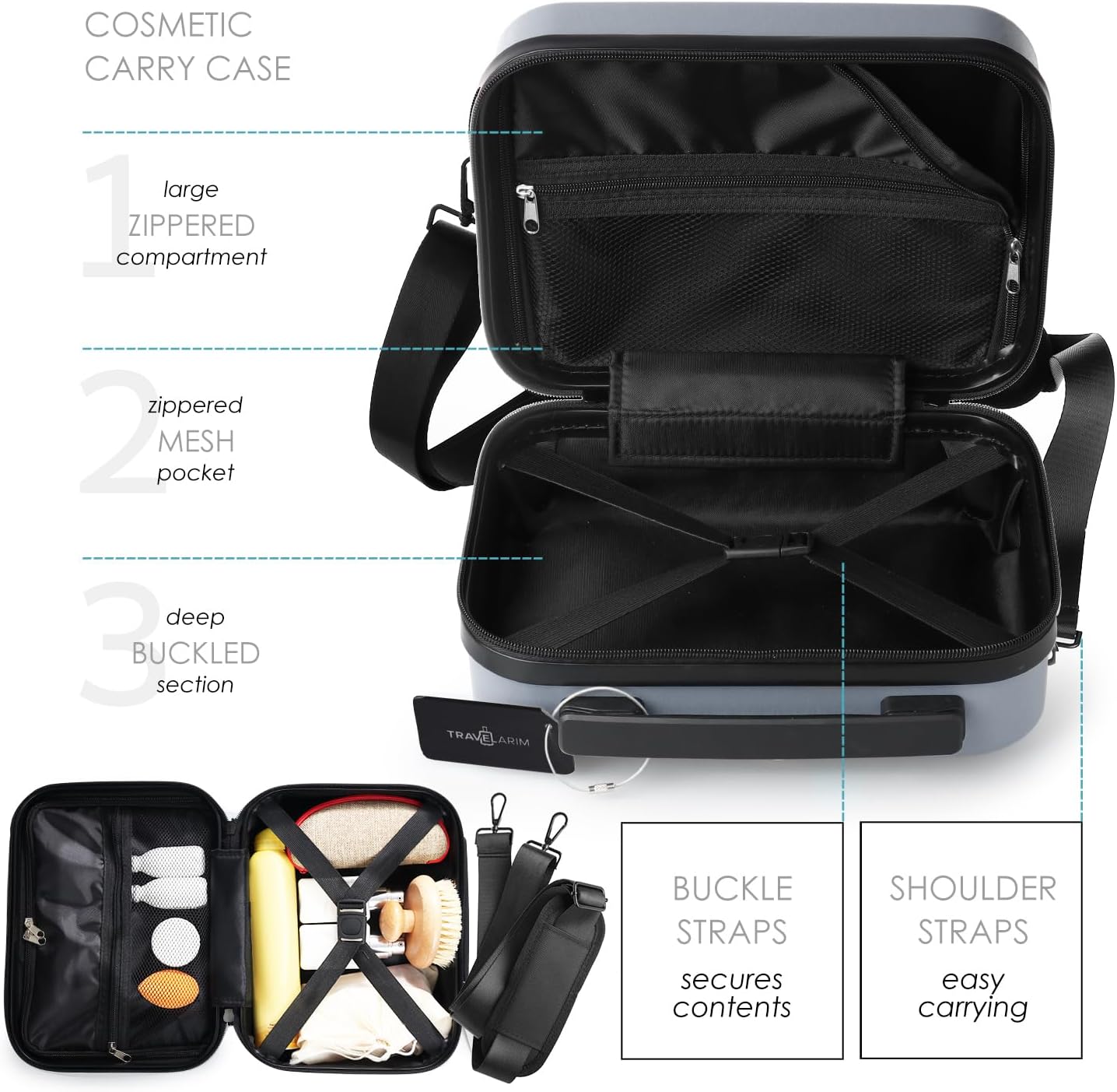 22 Inch Carry On Luggage 22x14x9 Airline Approved, Small Carry On Suitcase, Hard-shell Carry-on Luggage with Wheels, Durable Grey Luggage Carry-On with Cosmetic Case and Luggage Scale