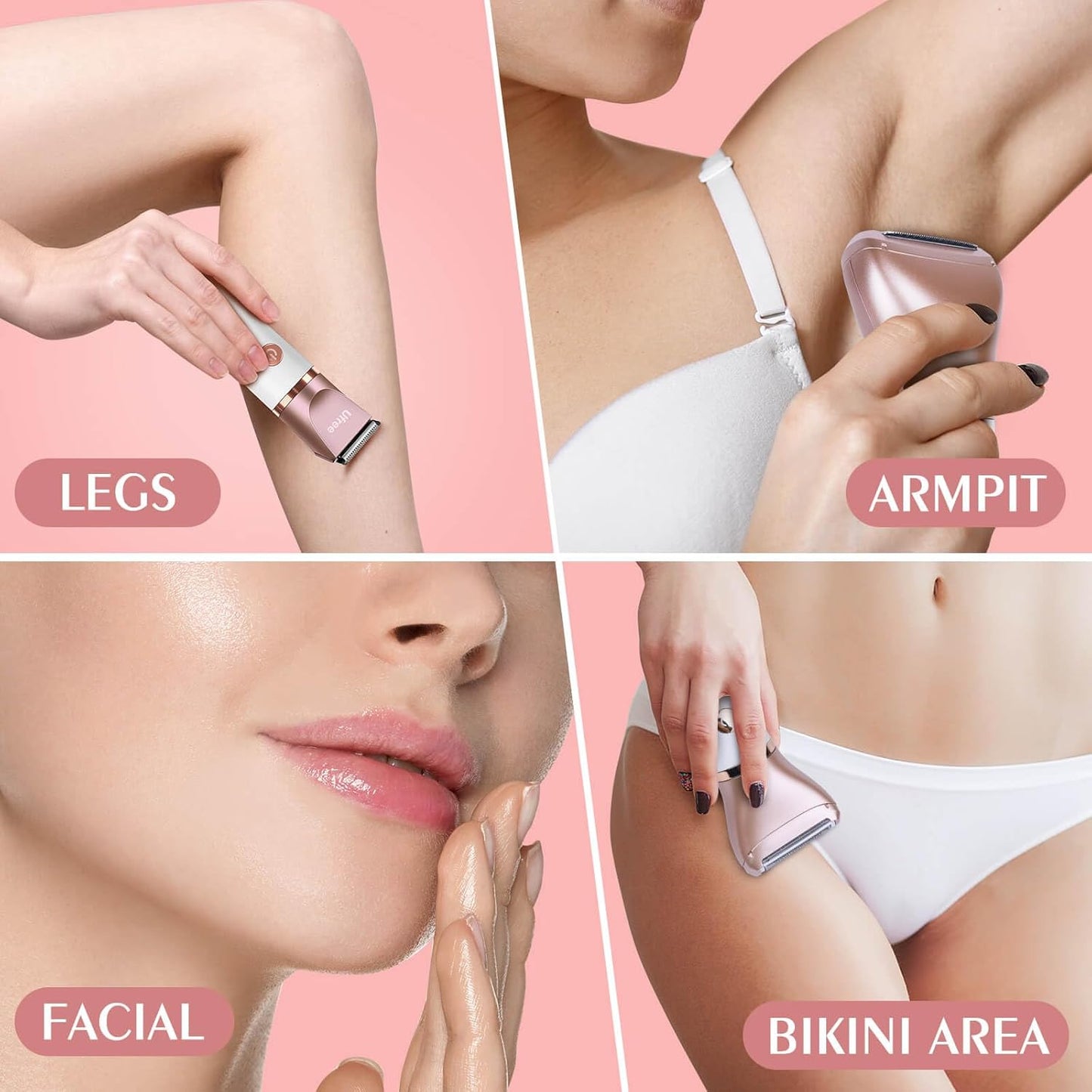 Ufree Electric Shaver Razors for Women Pubic Hair, Bikini Trimmer for Face and Body Hair, Wet & Dry Use Groomer, Hair Trimmer, Birthday Gifts for Women, Gold