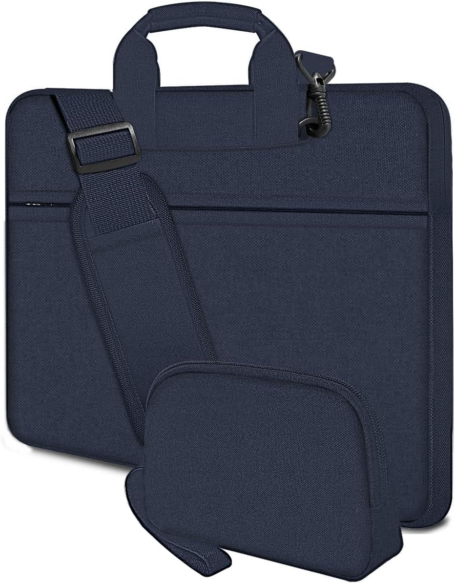 Hseok Laptop Shoulder Bag 15.6-16 inch Case, Durable Shockproof Protective Computer Carrying Briefcase with Multi-Pockets and Strap Compatible with Most 15 15.6 16 inch Notebooks,Dark blue