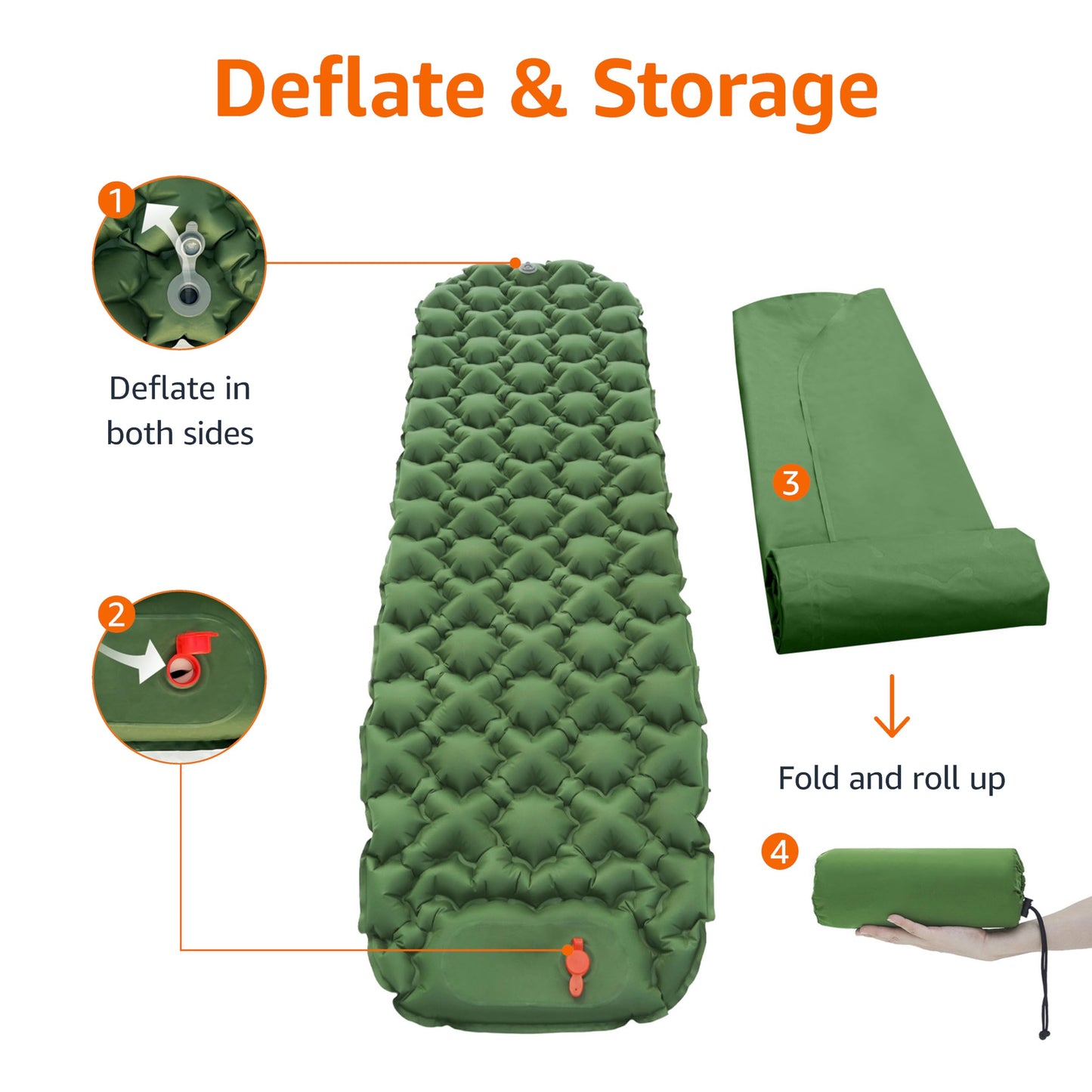 Amazon Basics Camping Sleeping Pad with Quick-Inflate Built-in Foot Pump, Water Resistant