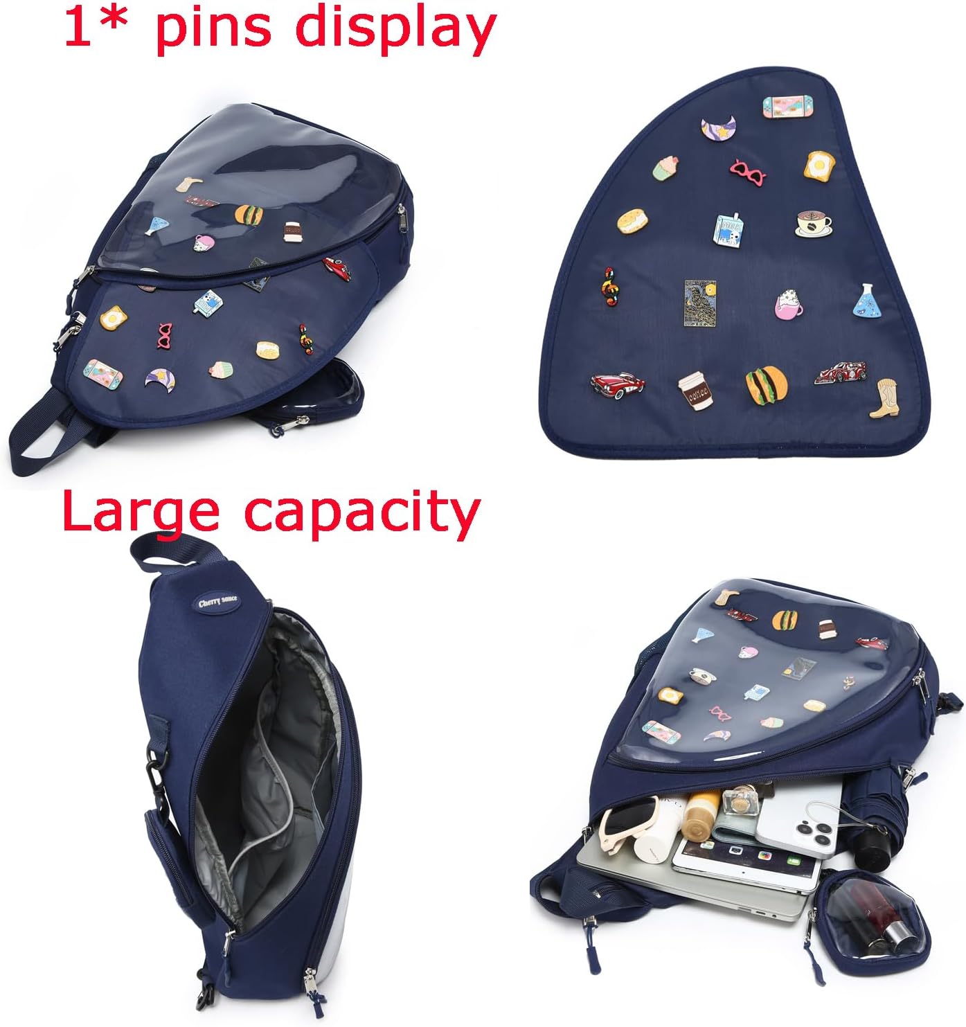 Oxford Ita Bag Kawaii Pin Display Chest Pack Single Shoulder Bag Sport Backpack Hiking Daypack, Large