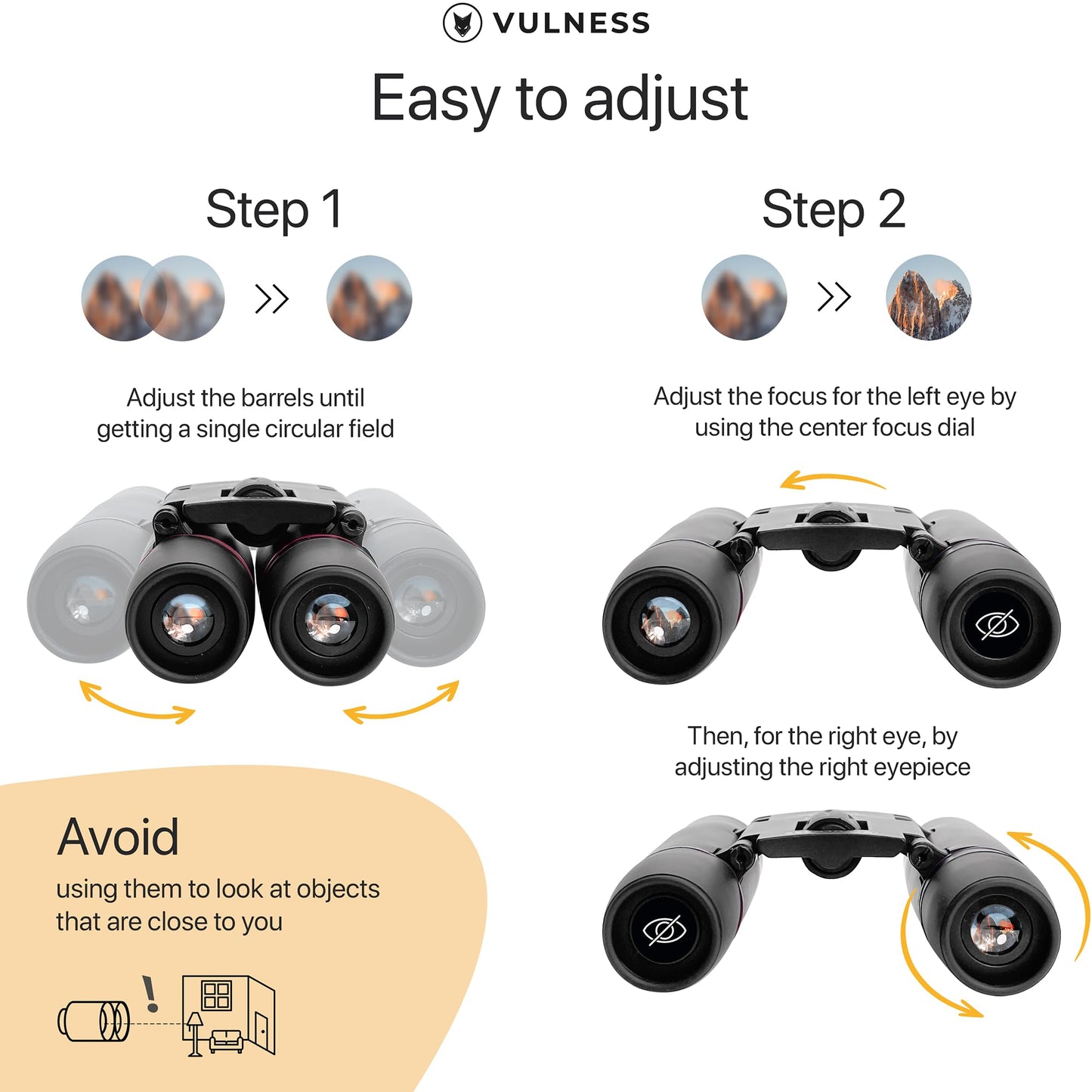 VULNESS Binoculars for Adults, Small Mini Travel Essentials, 8X21, Black