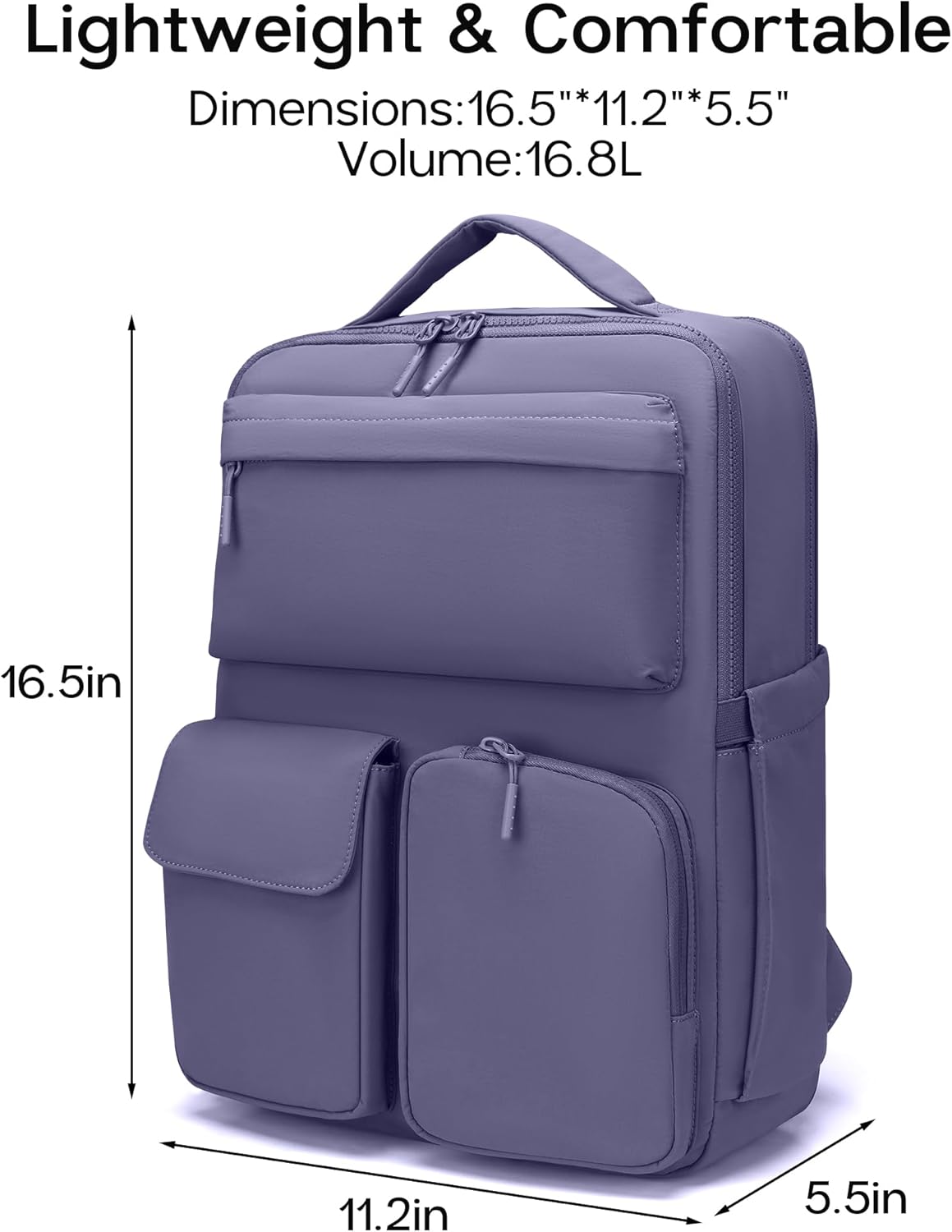 FODOKO Backpack for Work, Casual Backpack for Women Men Daypack Backpack for Travel College Bookbag Separate Compartment for 15.6 Inch Notebook Mistviolet