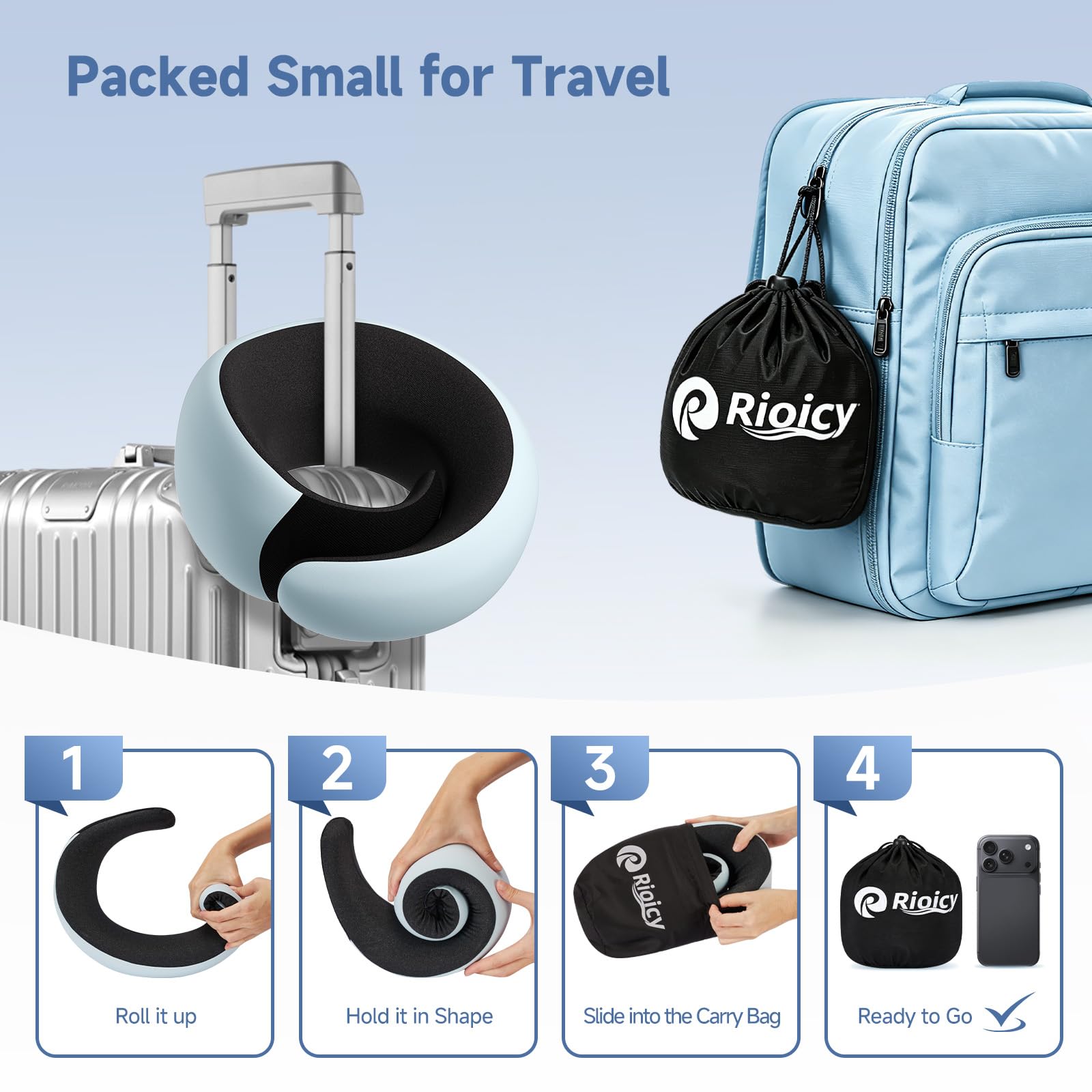Travel Pillow for Airplanes, Memory Foam Airplane Neck Pillow for Train