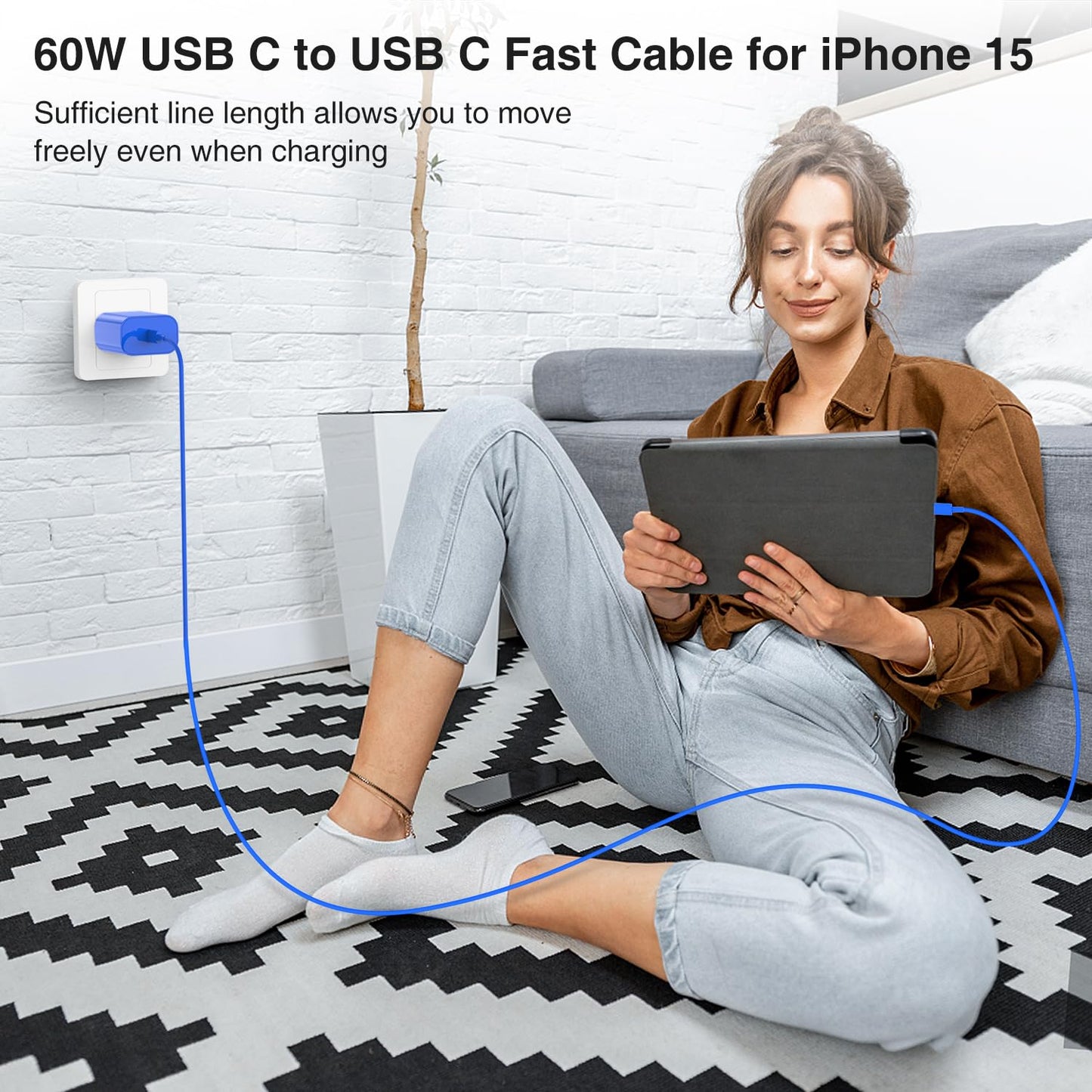 iPhone 17 16 15 Charger Block and 10ft Type C to C Cable Cord Long, 20W USB C Fast Charging Plug for Apple iPhone 17 Pro Max/17 Air/16 Pro Max/16 Plus/15 Pro/15/AirPods/iPad/Mini Wall Cube Brick Box