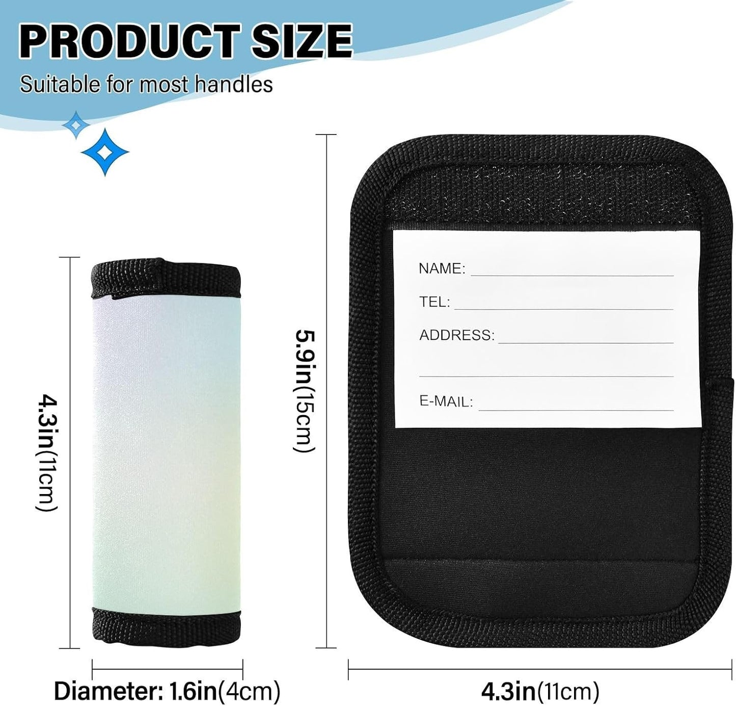 Light Gradient Green 2 Pack Luggage Handle Wraps Covers for Suitcase Identifiers Bag Tags Travel Accessories