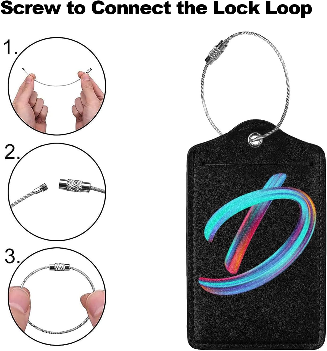 2 Pack Initial Luggage Tags for Suitcase, Colorful Letter Design Cruise Name Bag Tags, Novelty Baggage Identifiers with Full Privacy Cover, Leather ID Label for Women Men Kids Travel, Rainbow Letter D