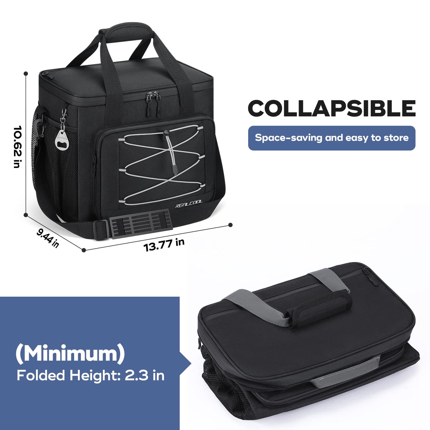 RealCool 35 Can Collapsible Soft Cooler, Leakproof Insulated Ice Chest Bag