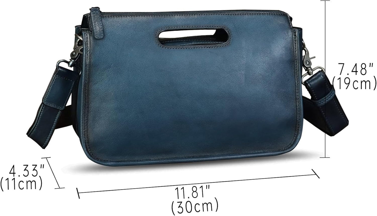 Genuine Leather Purses and Messenger Bag for Men Vintage Leather Briefcase Handbags Satchel Bags Shoulder Bag with Strap