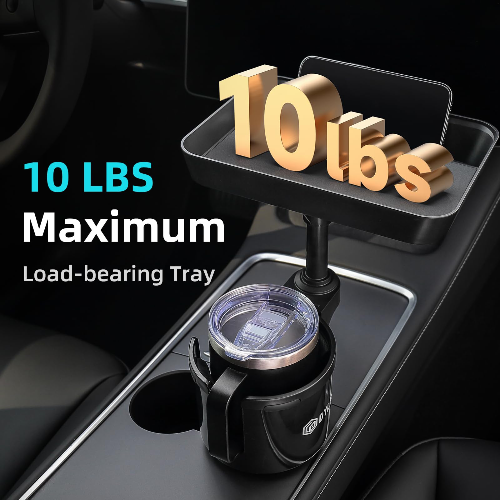 DYLEN Car Cup Holder Tray, 9.5”Detachable Car Food Tray Table for Eating