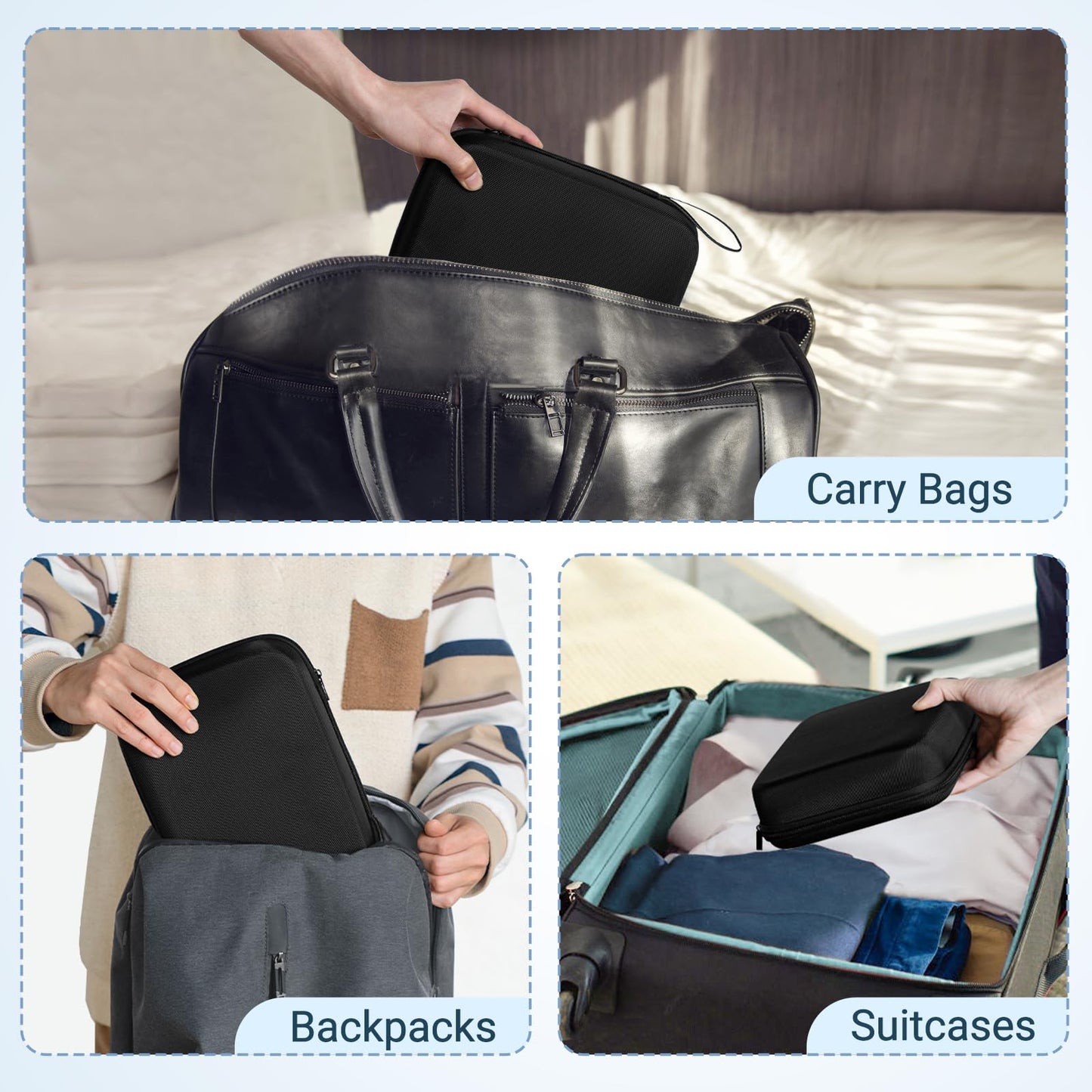 Mkono Travel Sunglasses Case Glass Organizer Multiple Pairs Adjustable Slot