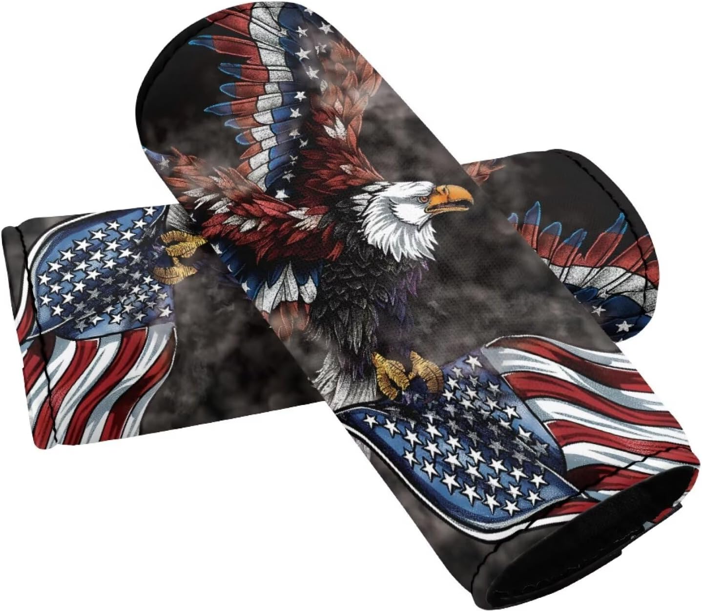 4th of July Flag Luggage Handle Wrap Grip for Suitcase,2 Pack Eagle Luggage Grip Wraps Suitcase Identifiers Comfortable Trolley Case Grip Cover