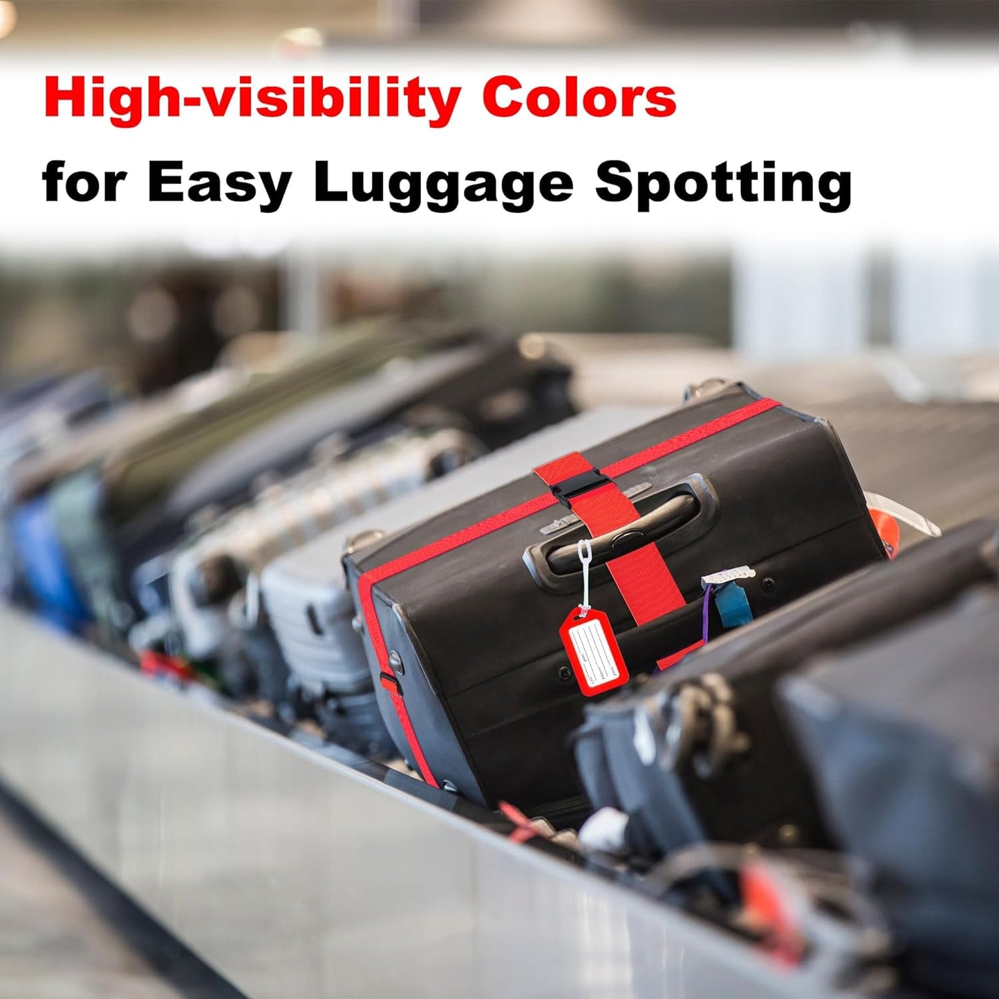 8 Pack Luggage Straps and Tags Set (4 Straps, 4 Tags), Luggage Straps for Suitcases TSA Approved