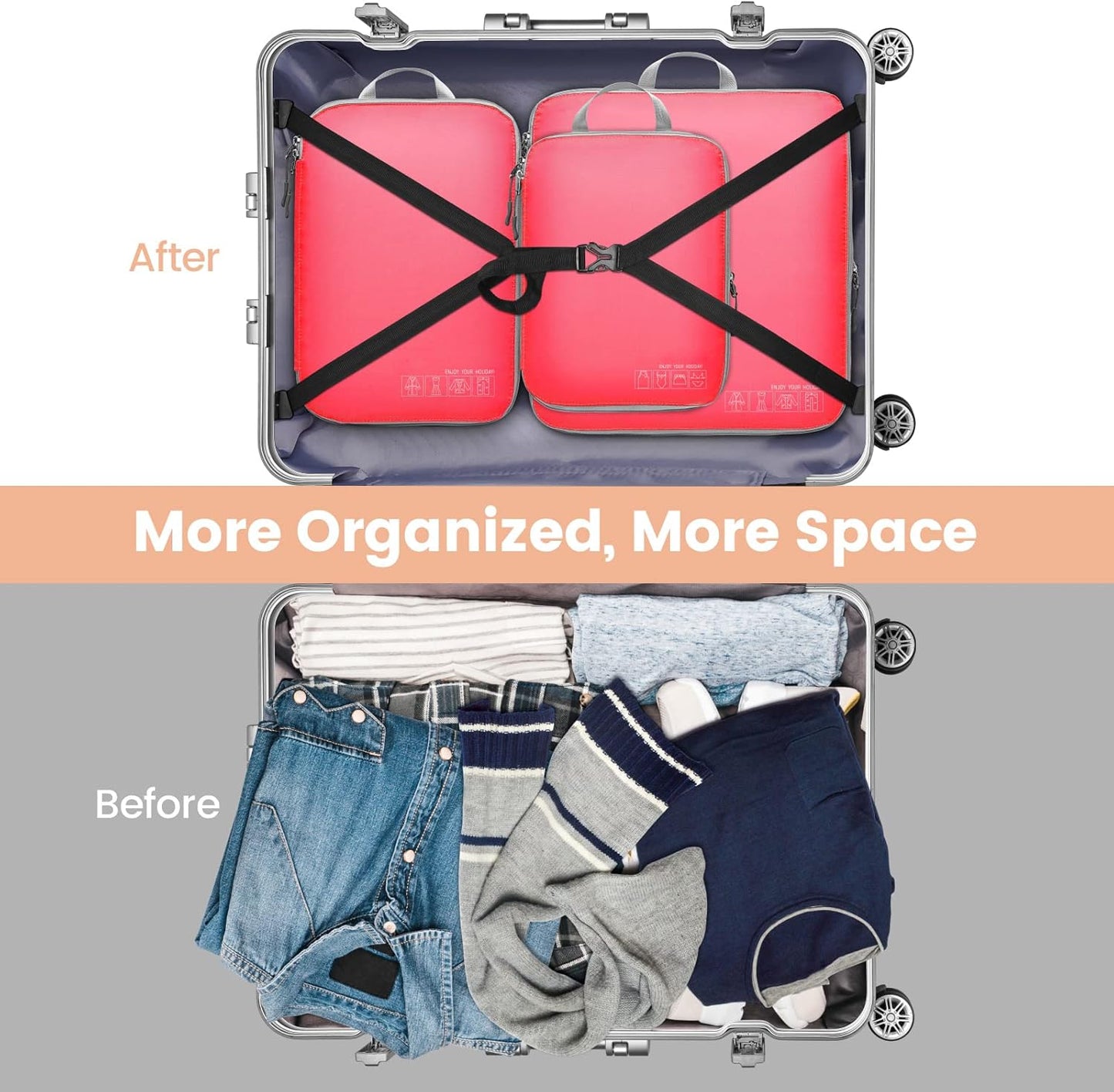 Cambond Compression Packing Cubes for Travel Women - Travel Bags Luggage Organizers Travel Essentials Compression Cubes for Travel Carry on Suitcases Organizer