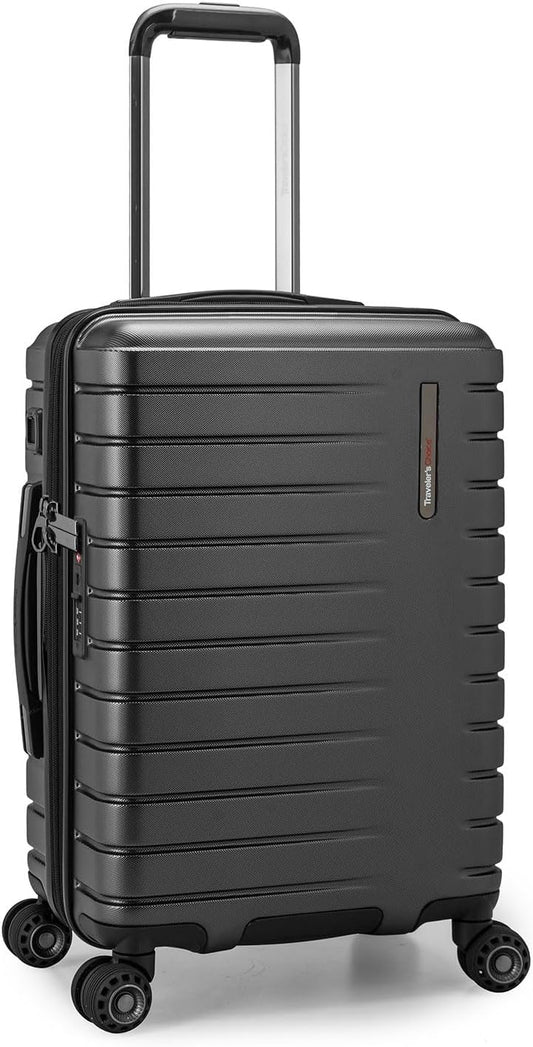 Traveler's Choice Archer Polycarbonate Hardside Spinner Luggage Set, Tie Down Straps, Grey, Carry-On 21-Inch