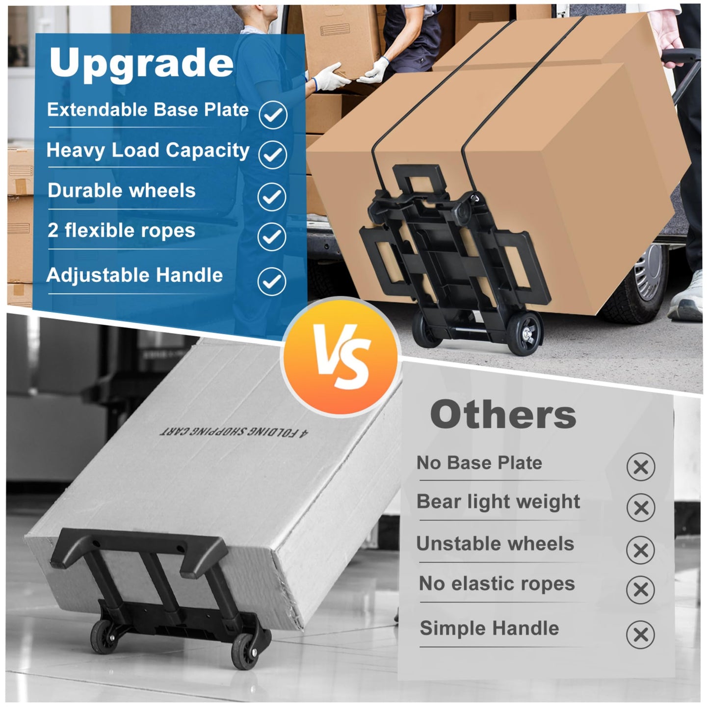 Folding Hand Truck Dolly Cart, Folding Cart Small Dolly with Wheels,