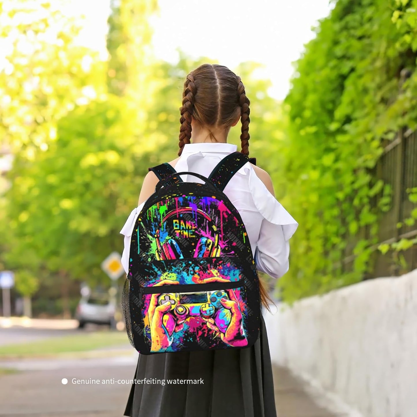 Boys School Backpack Graffiti Gaming Backpack for Kids Game Print Bookbag for Children Elementary Middle School Backpack for Boys 8-12