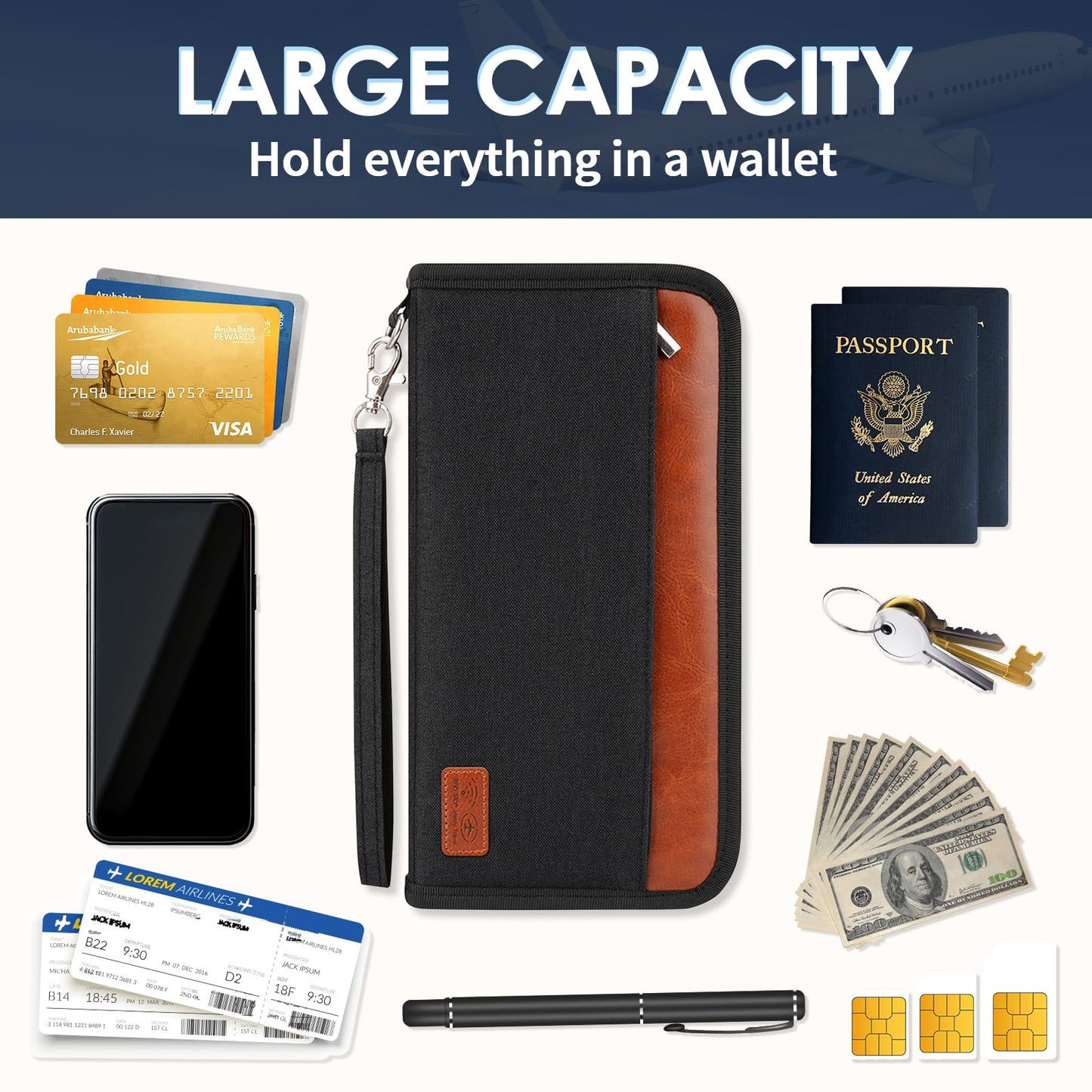 Passport Holder Family Travel Large RFID Blocking Passport Organizer, Travel Essentials Premium