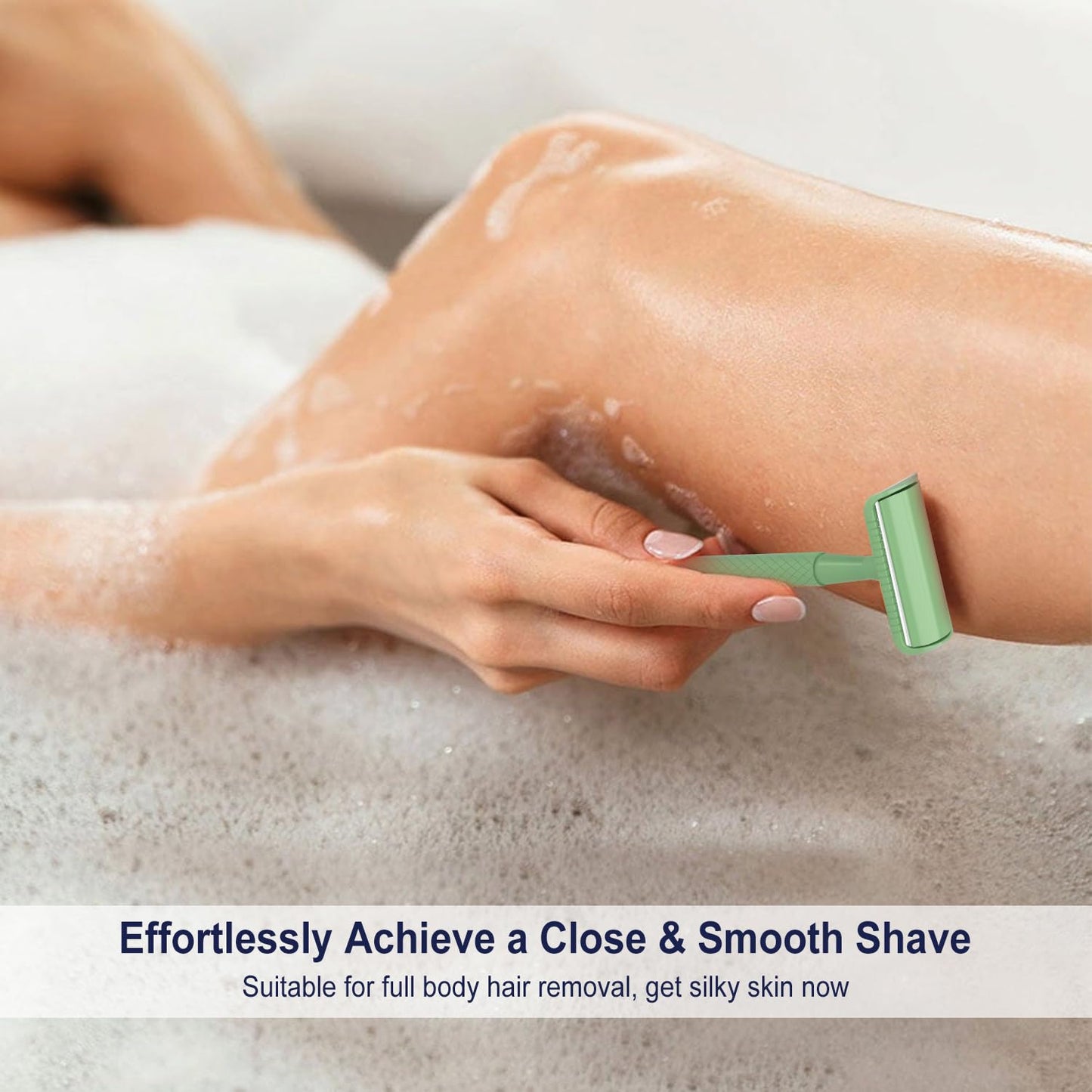 Forest Green Safety Razor - Single Blade Razors for Women - Reusable Metal Razor, with 5 Stainless Steel Double Edge Blades, Smooth Close Shave, Sustainable, Plastic Free