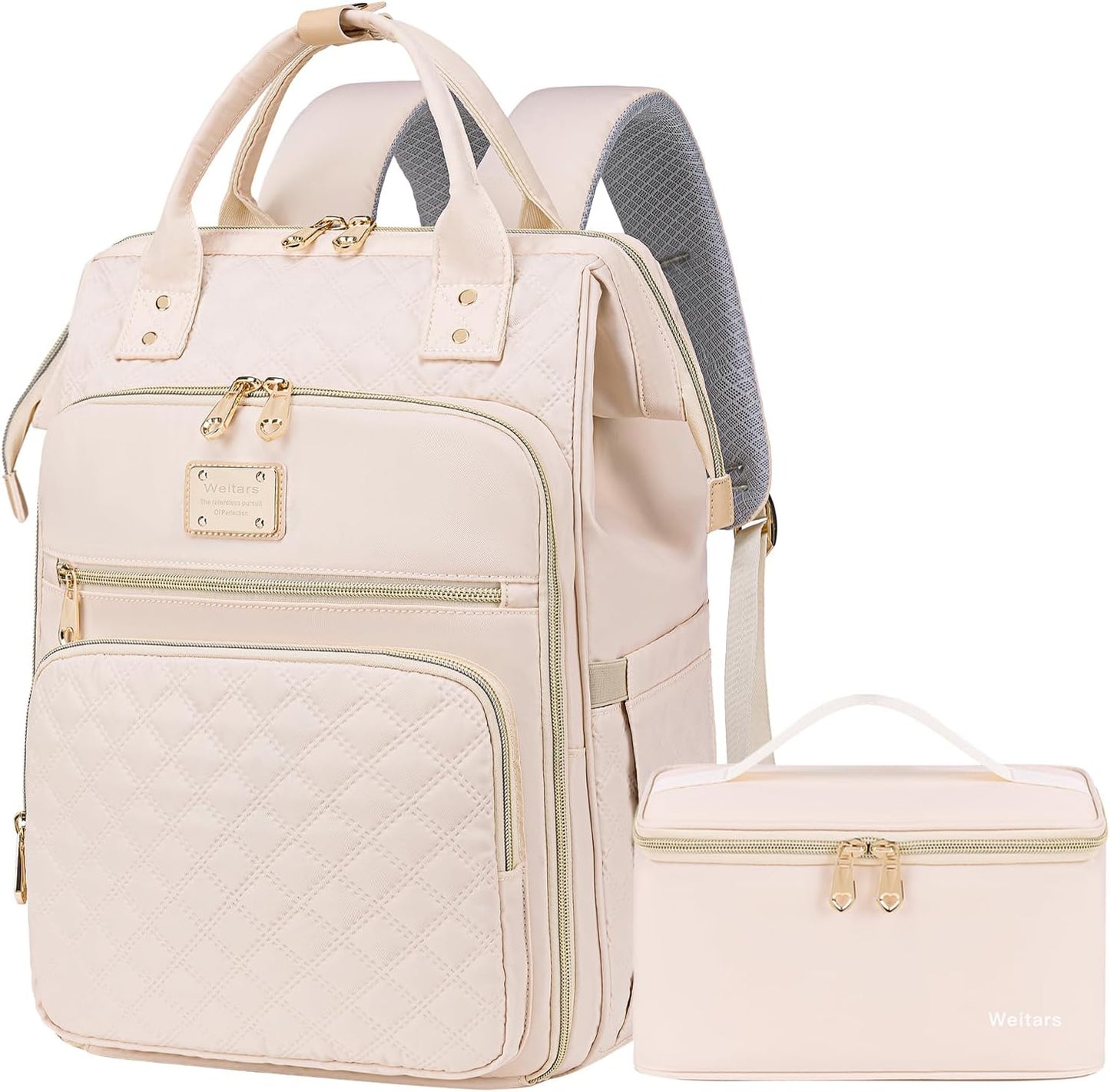 Weitars Lunch Backpack For Women,15.6 Inch Laptop Backpacks For Womens Back pack, Travel Backpacks,Work Back packs For Women (Beige)