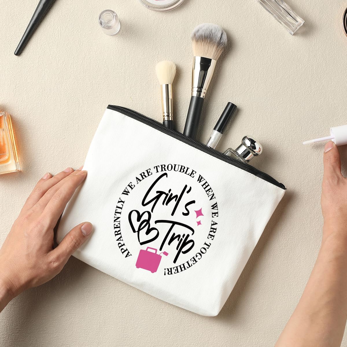 4 PCS Girls Weekend Gifts for Women, Friendship Makeup Bag, Bestie Favors for Trip, Sister Bachelorette Party Vacation Christmas